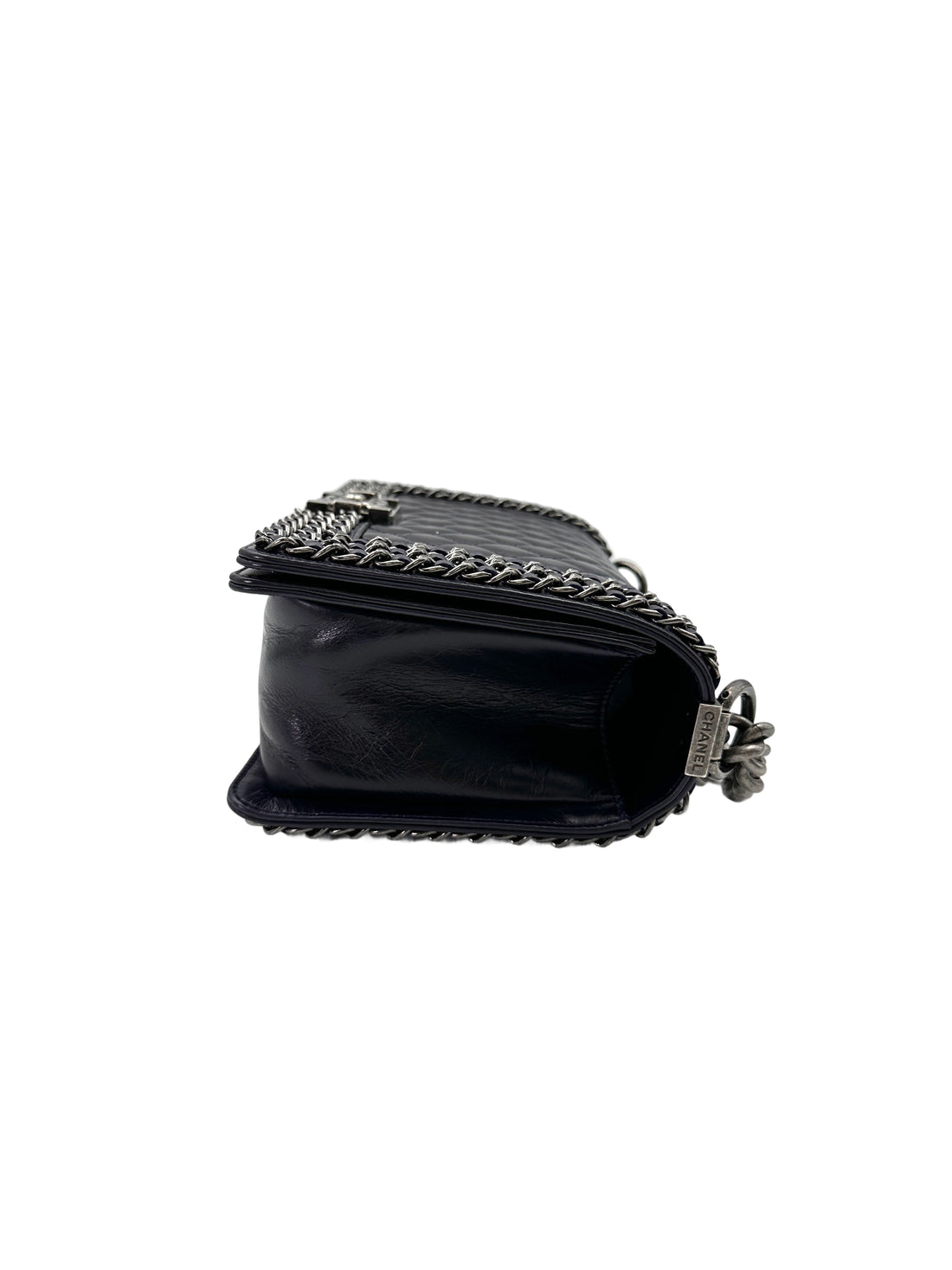 Chanel LeBoy Black Quilted Leather Flap Bag With Braided Chain Trim(23***71) CC1696