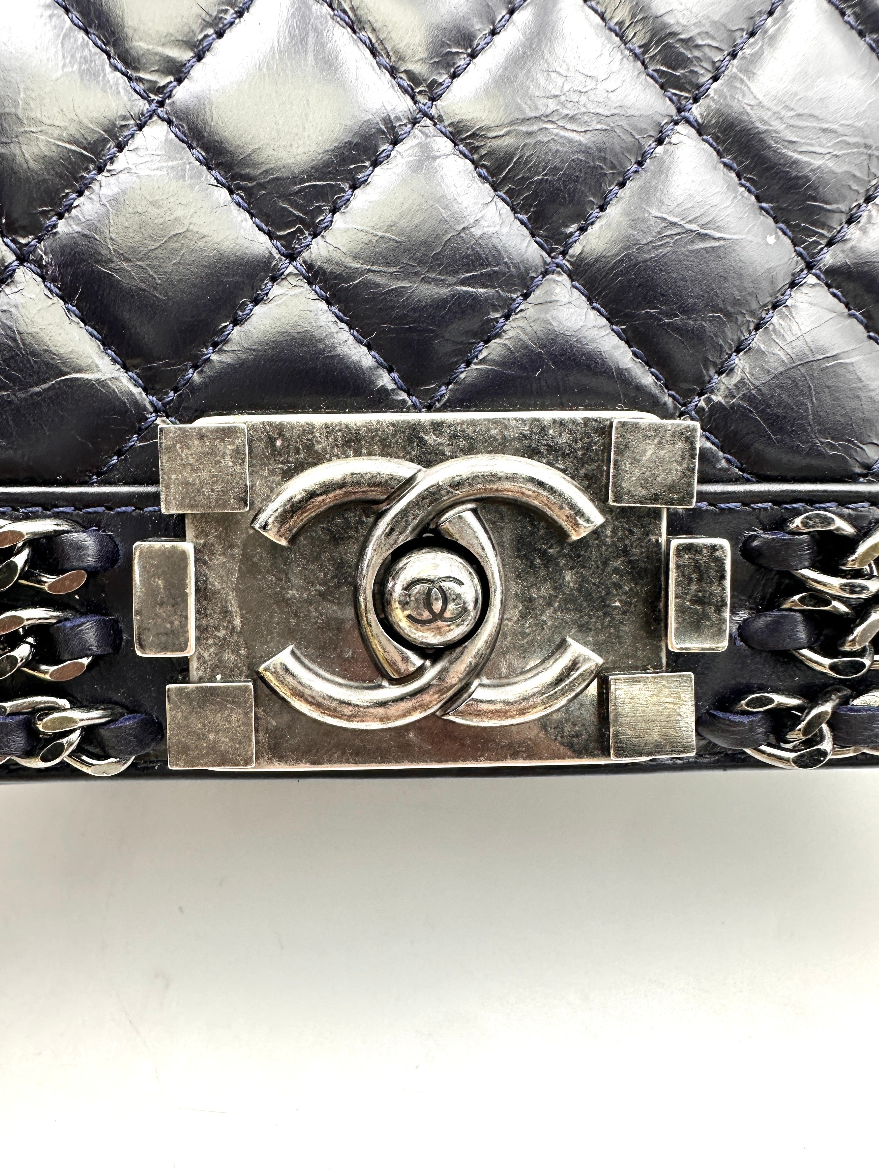 Chanel LeBoy Black Quilted Leather Flap Bag With Braided Chain Trim(23***71) CC1696