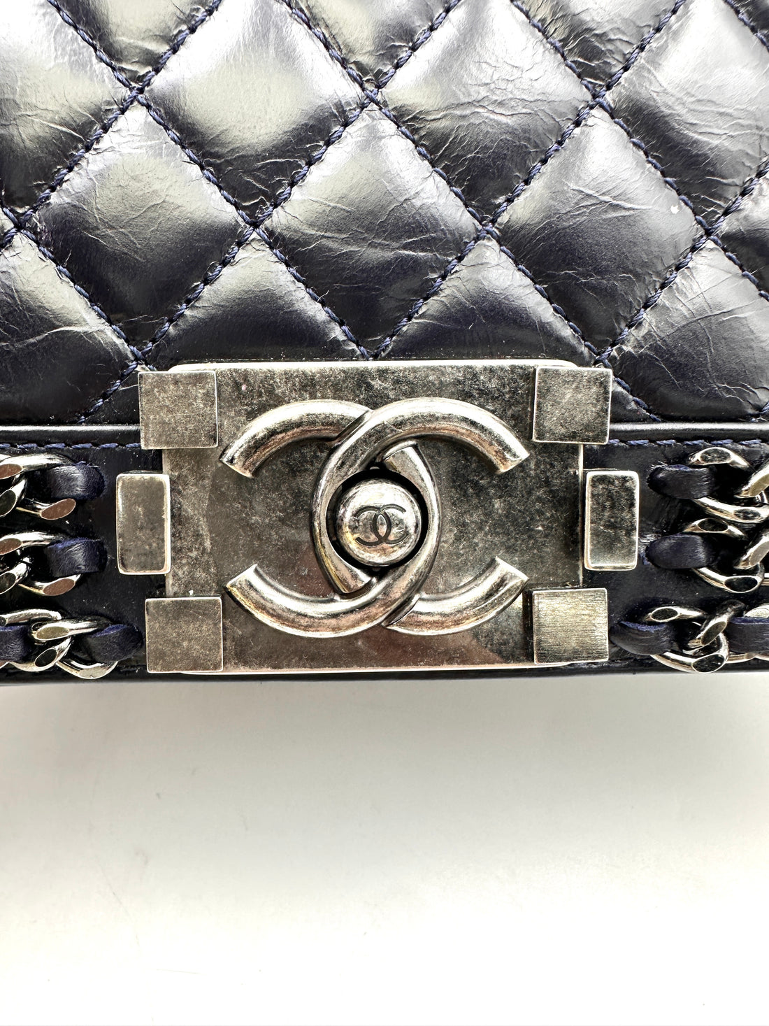 Chanel LeBoy Black Quilted Leather Flap Bag With Braided Chain Trim(23***71) CC1696