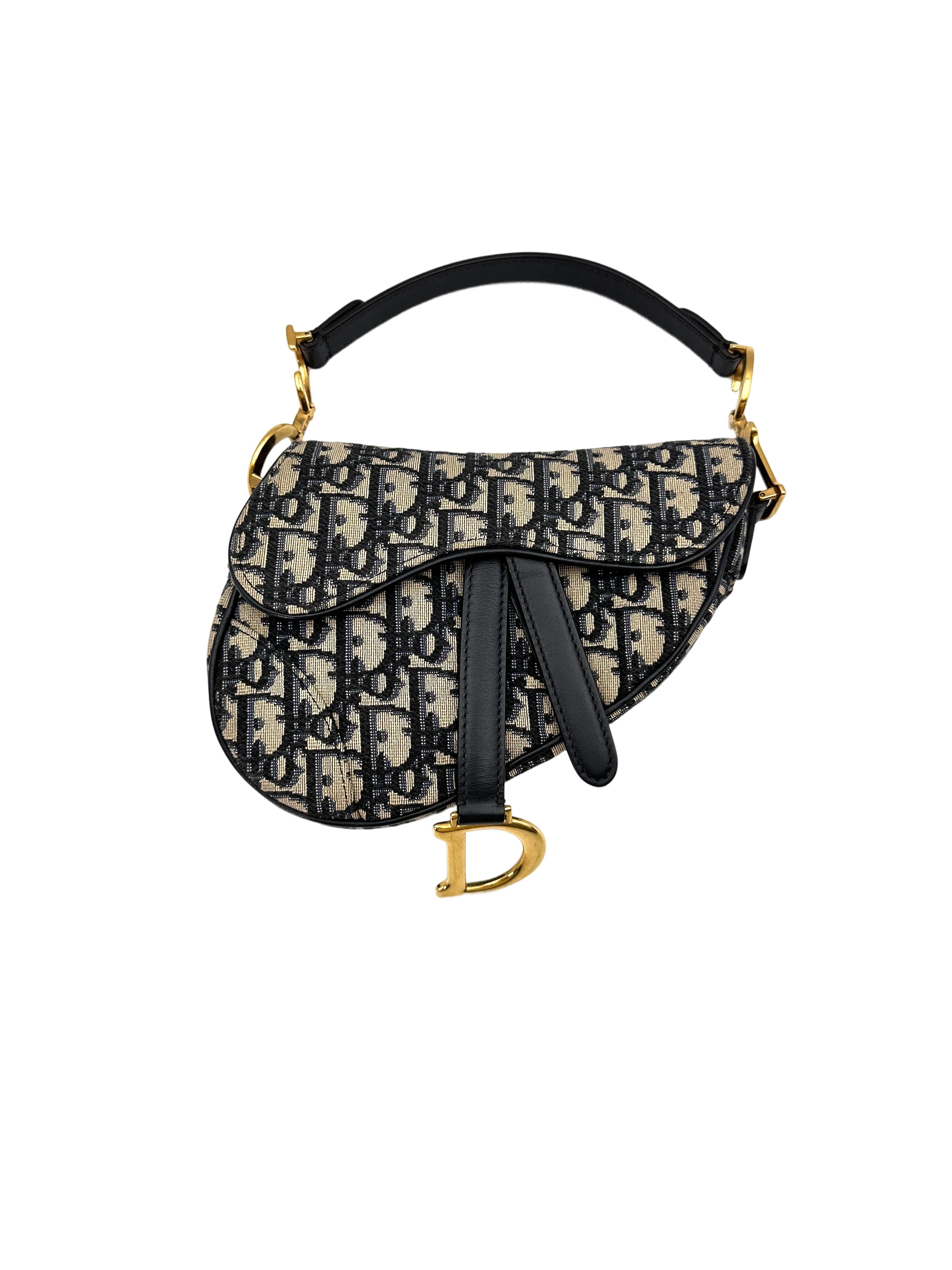 Christian Dior Oblique Black Jacquard Saddle Bag DR646