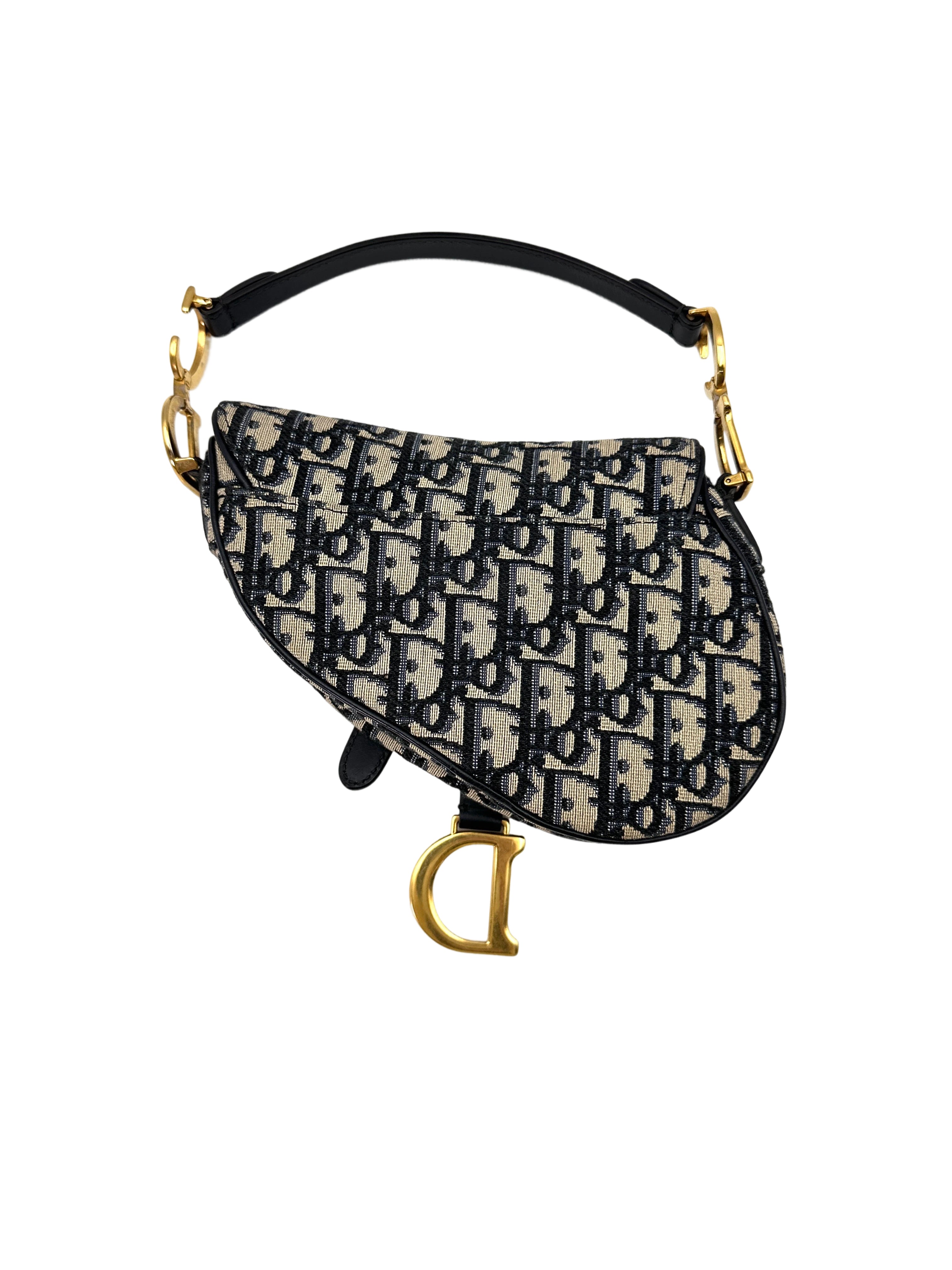 Christian Dior Oblique Black Jacquard Saddle Bag DR646