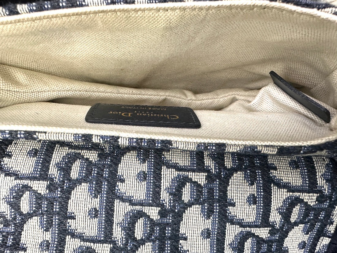 Christian Dior Oblique Black Jacquard Saddle Bag DR646