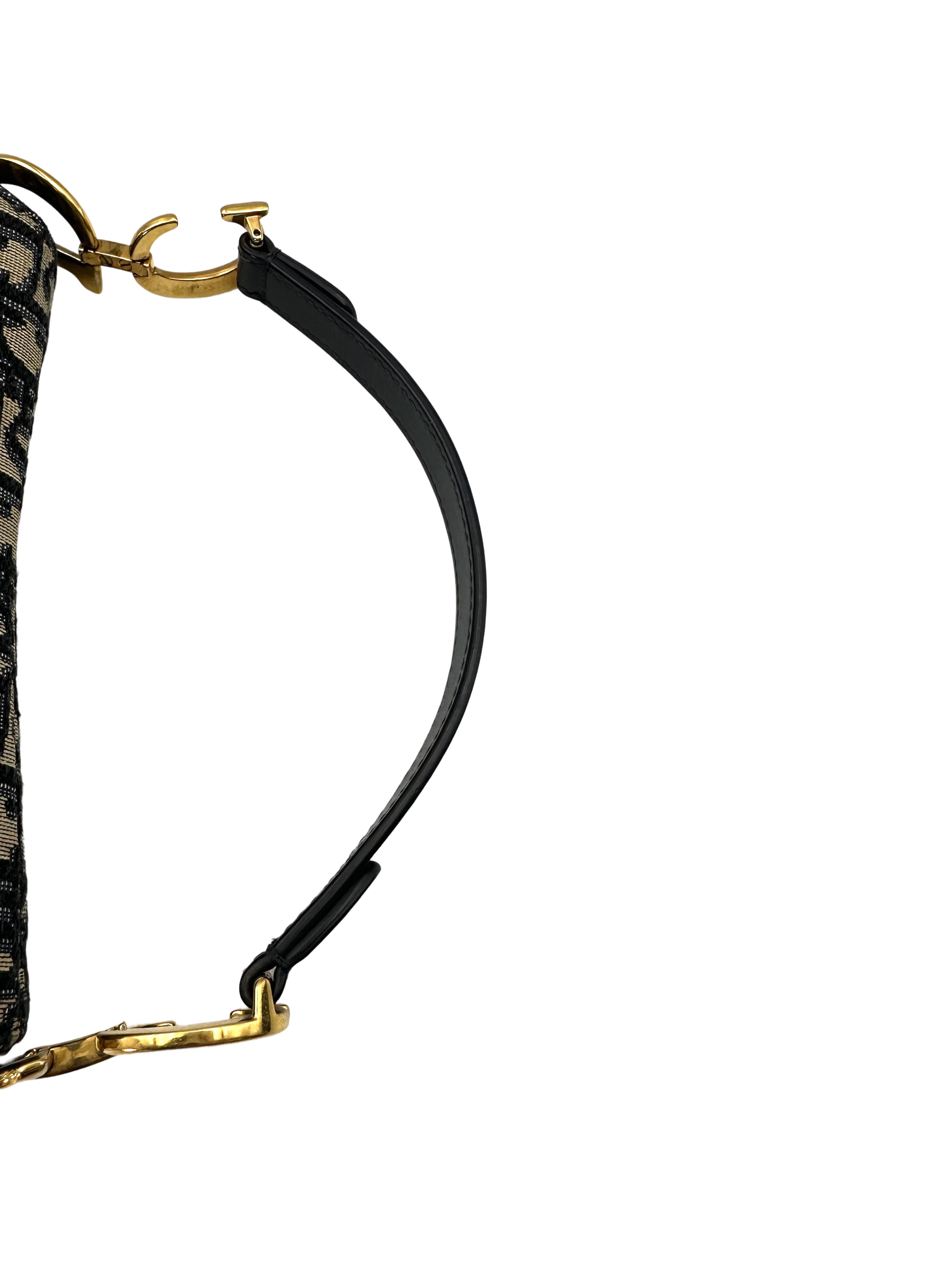 Christian Dior Oblique Black Jacquard Saddle Bag DR646
