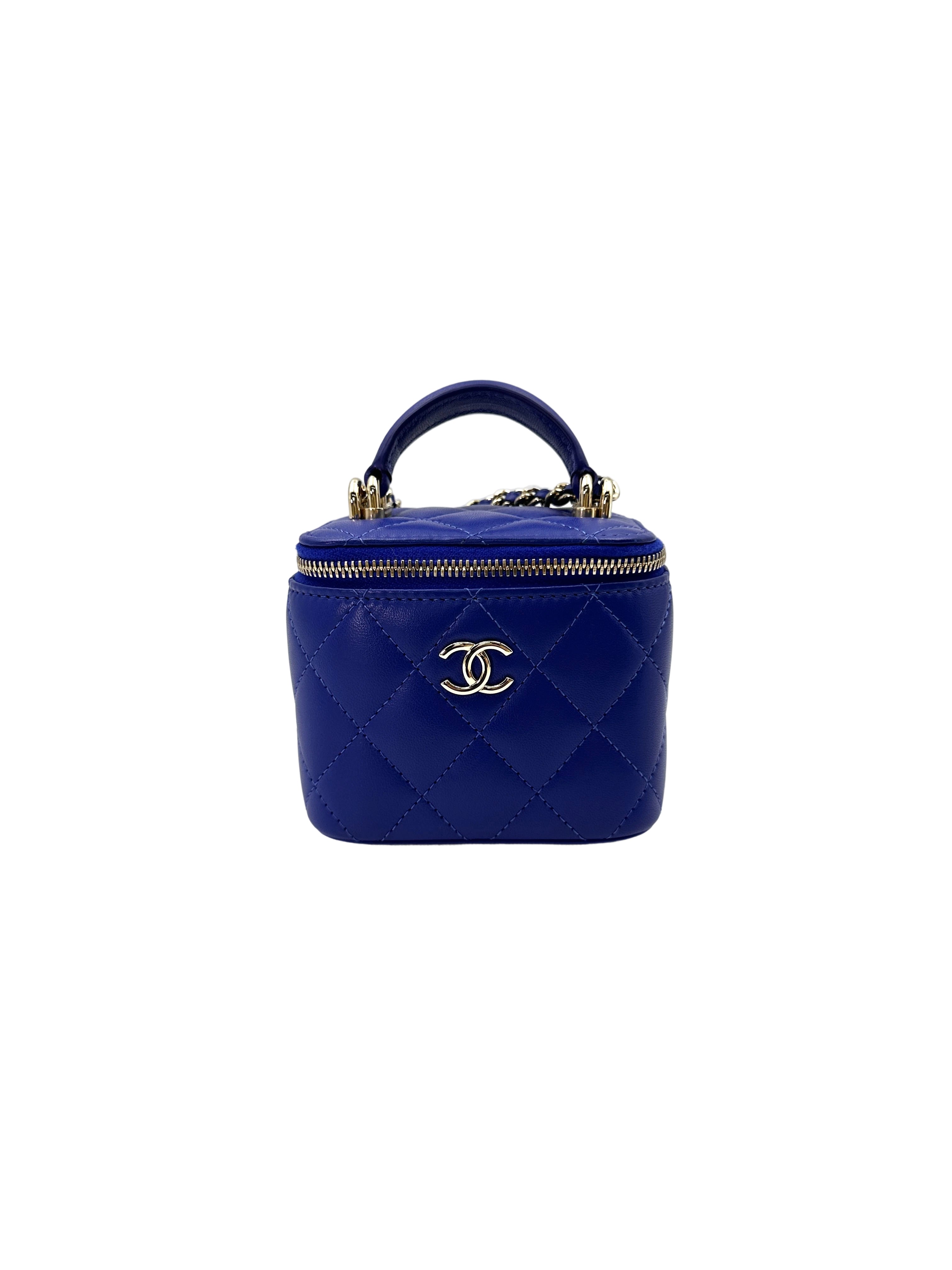 Chanel Blue Quilted Lambskin Top Handle Vanity Case(31***93) CC1697