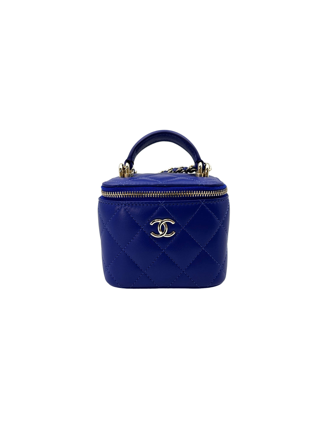 Chanel Blue Quilted Lambskin Top Handle Vanity Case(31***93) CC1697