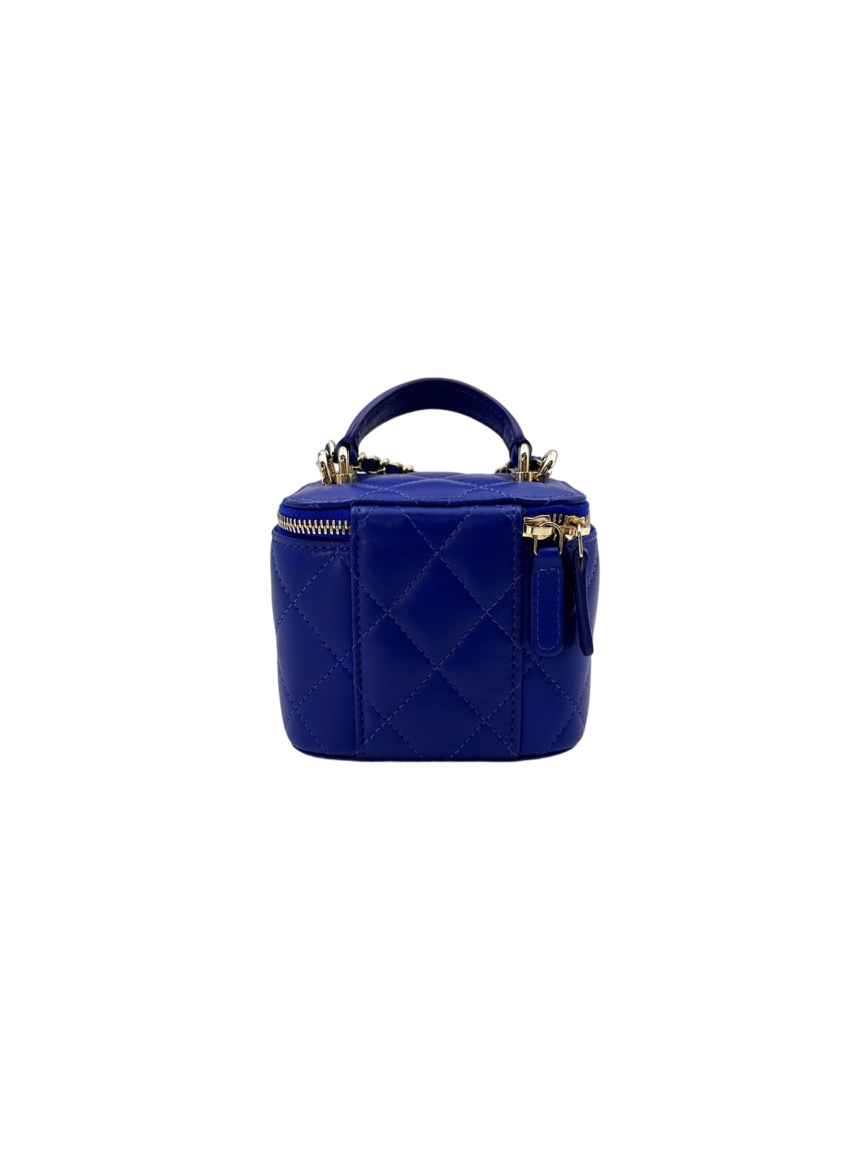 Chanel Blue Quilted Lambskin Top Handle Vanity Case(31***93) CC1697