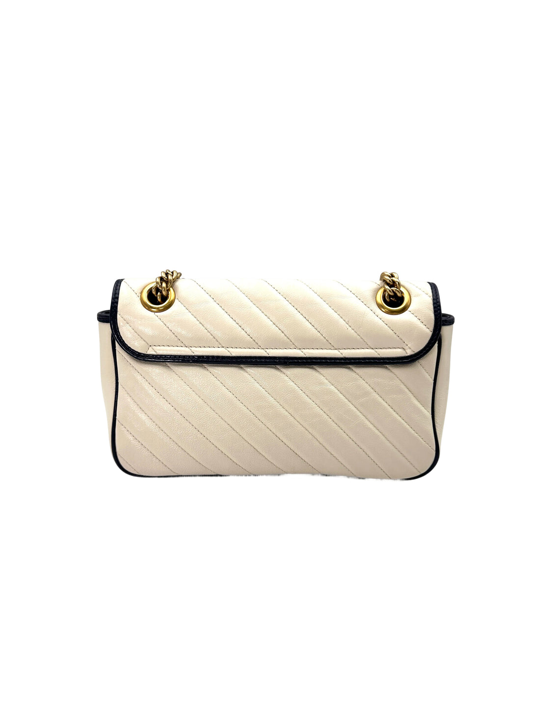 Gucci GG Marmont White/Navy Quilted Leather Chain Shoulder Bag GG832