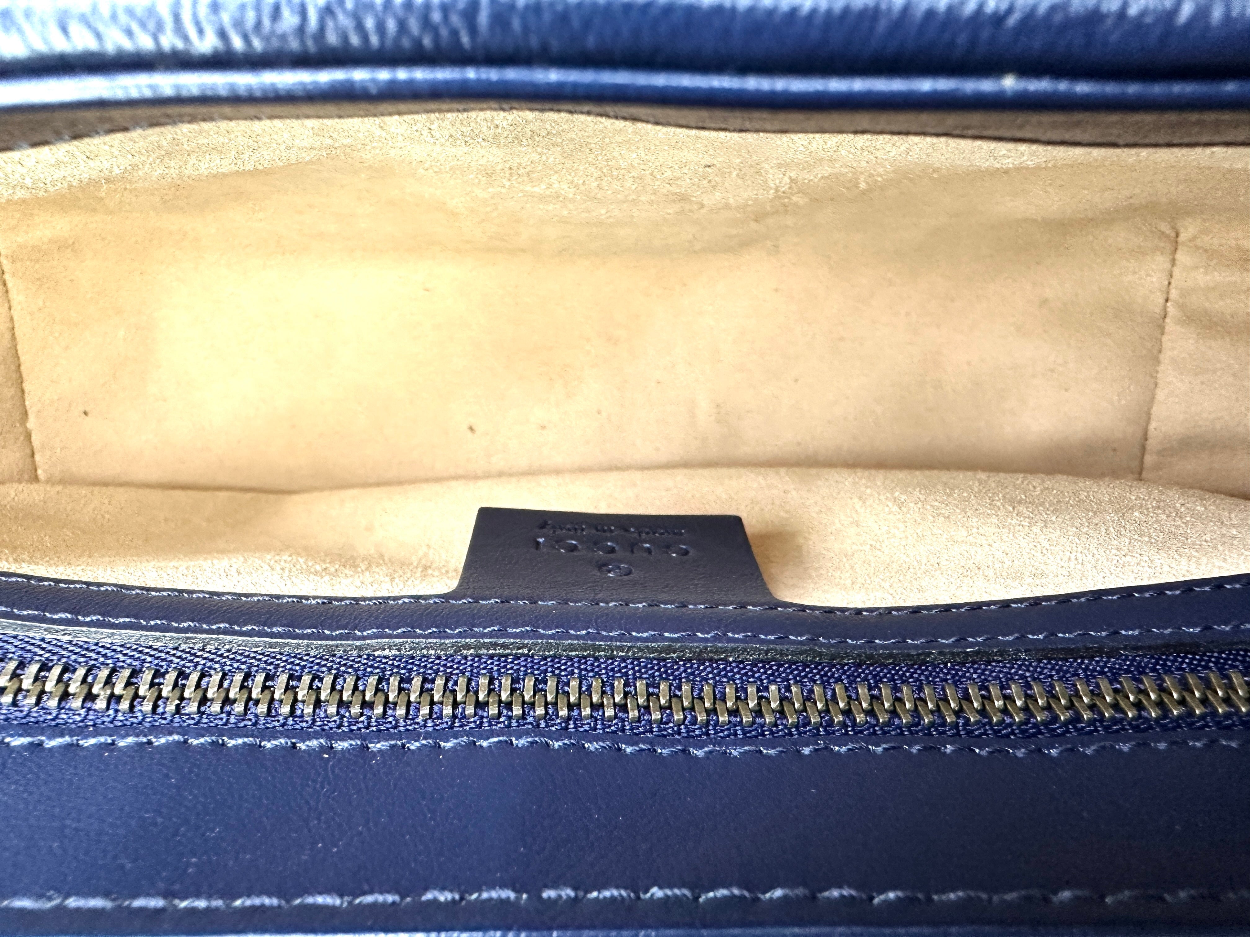 Gucci GG Marmont White/Navy Quilted Leather Chain Shoulder Bag GG832