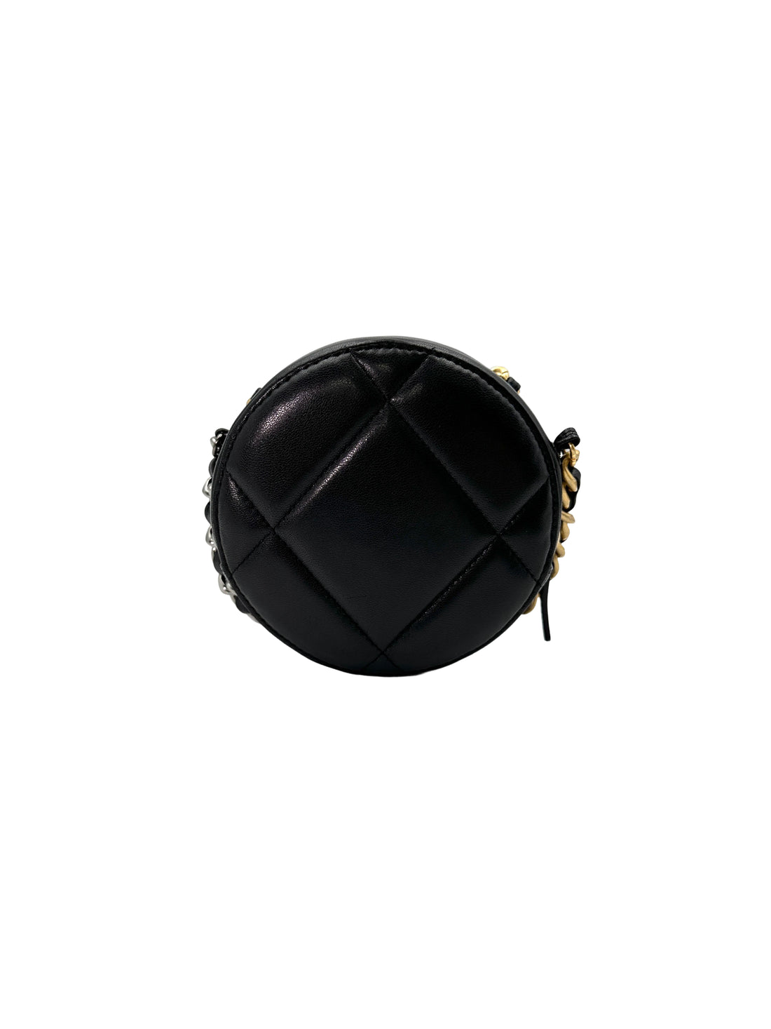 Chanel Black Quilted Leather Round Clutch With Chain(31***83) CC1698