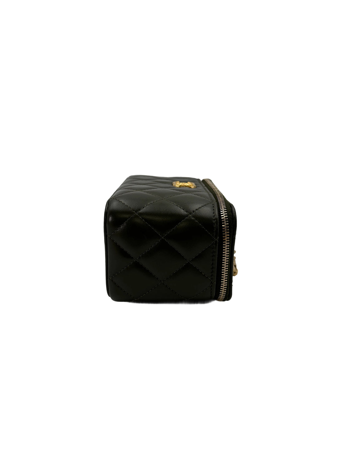 Chanel Green Quilted Leather Vanity Case With Gold Hardware(PJ***GA) IRIS133