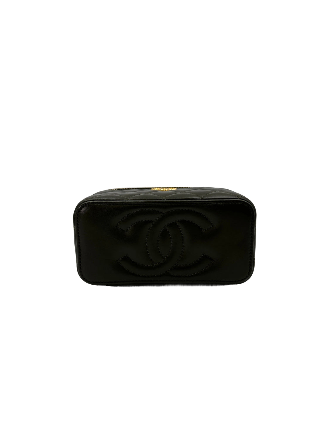 Chanel Green Quilted Leather Vanity Case With Gold Hardware(PJ***GA) IRIS133