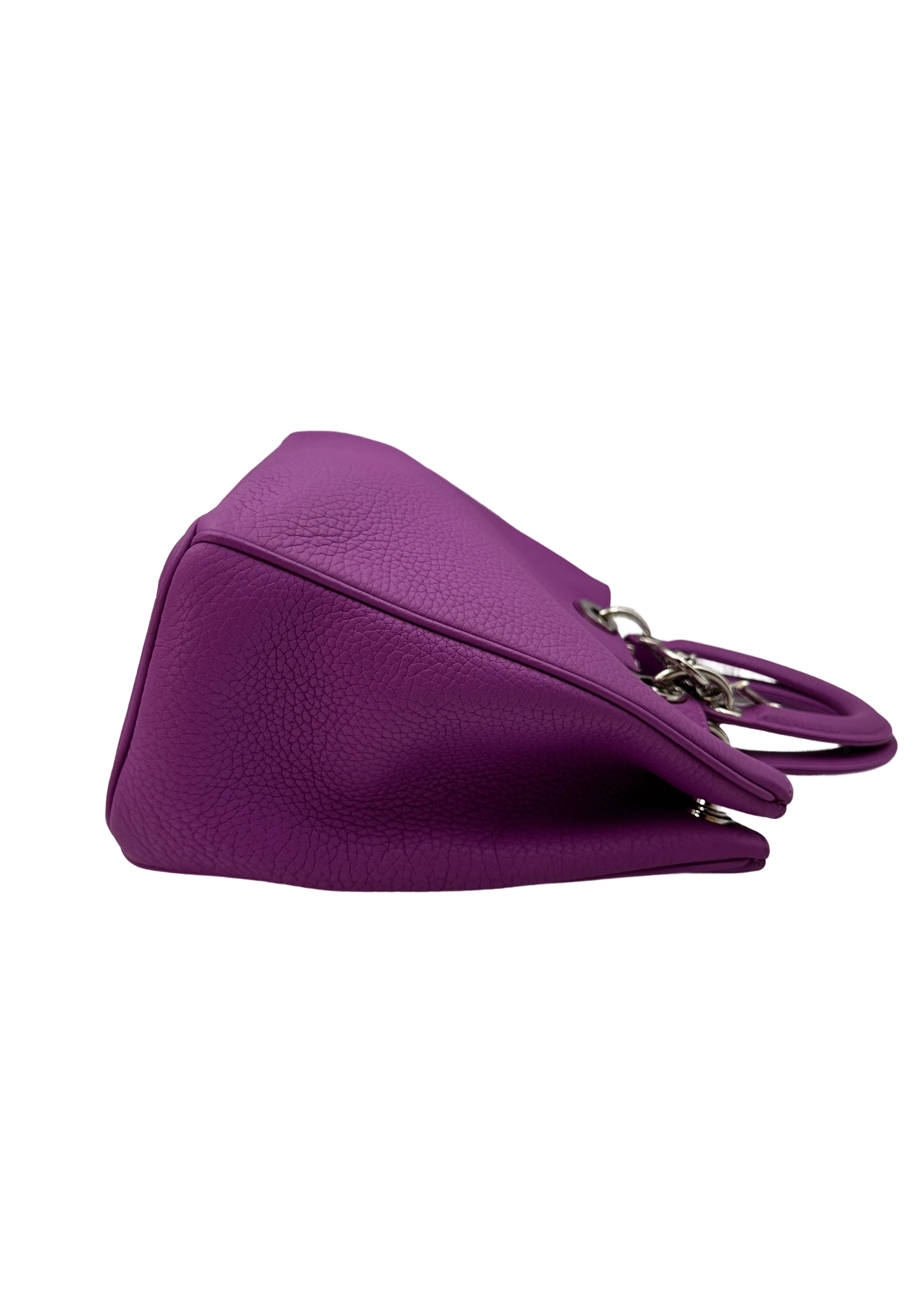 Christian Dior Diorissimo Purple Leather Medium Size Handle Bag With Pouch IRIS648