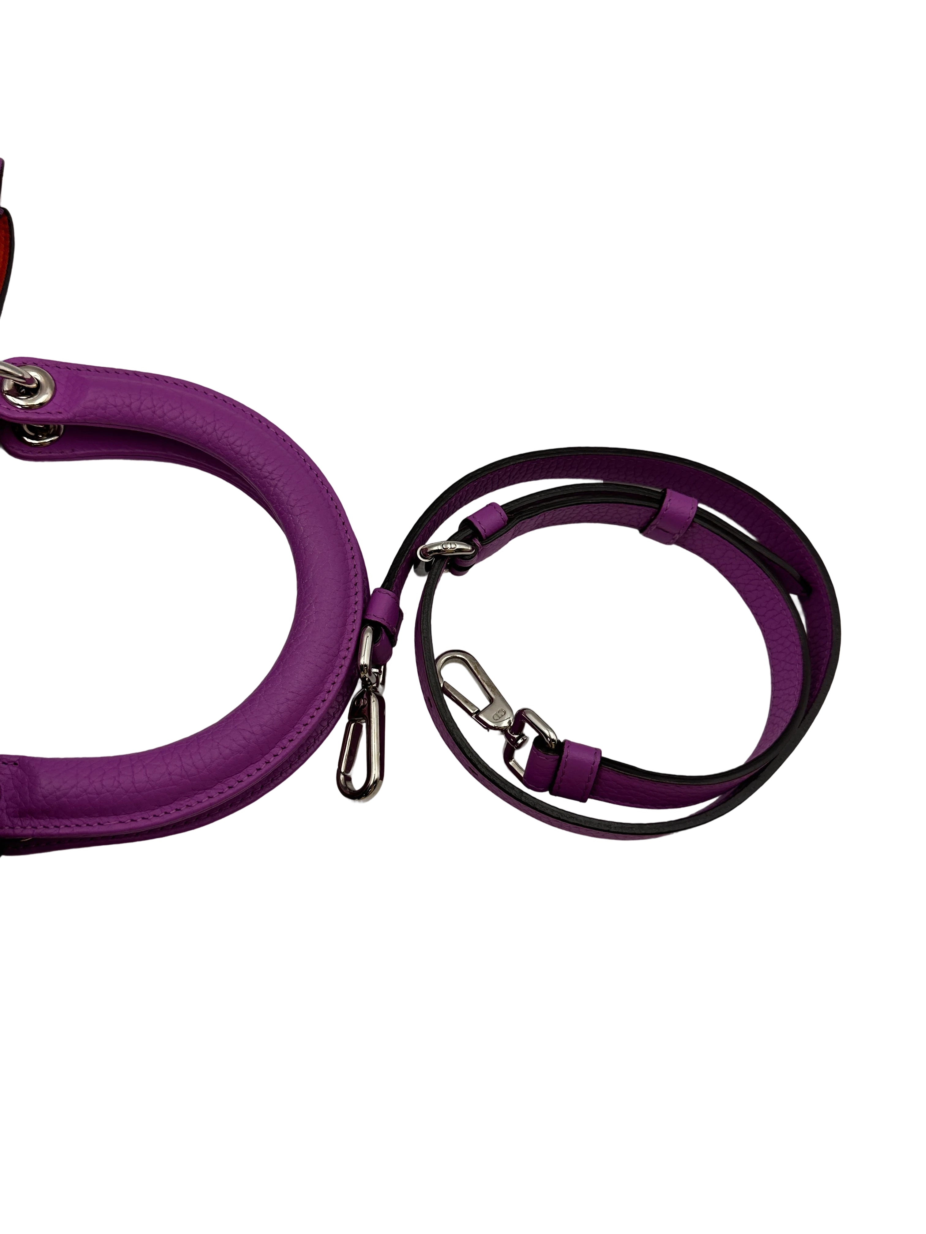 Christian Dior Diorissimo Purple Leather Medium Size Handle Bag With Pouch IRIS648