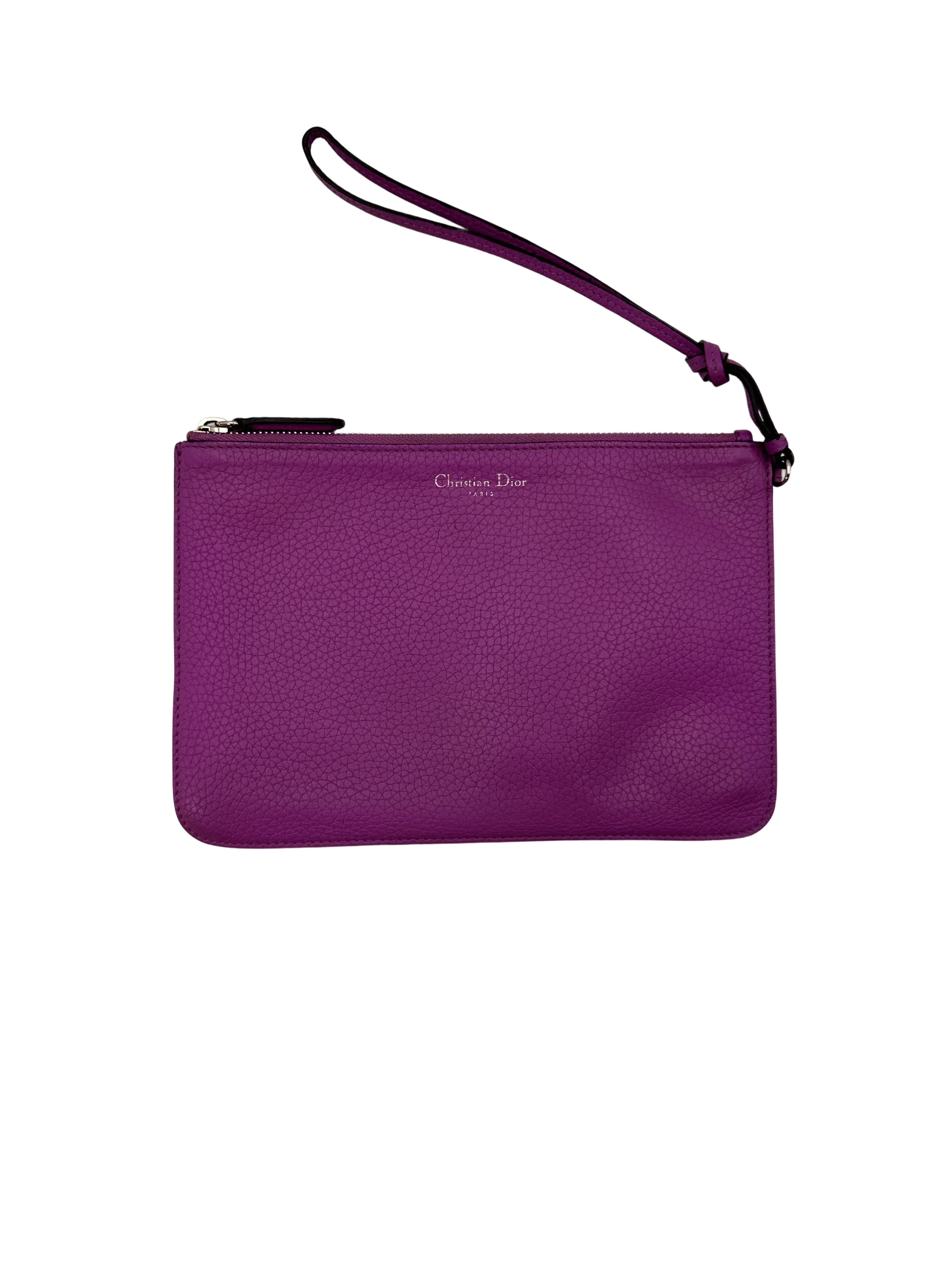 Christian Dior Diorissimo Purple Leather Medium Size Handle Bag With Pouch IRIS648
