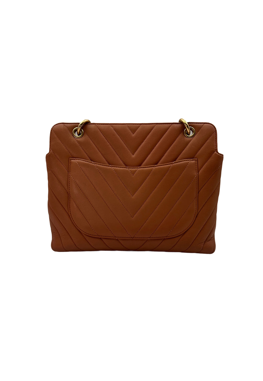 Chanel Brown Chevron Quilted Leather Shoulder Bag With Gold Hardware(24***87) IRIS135
