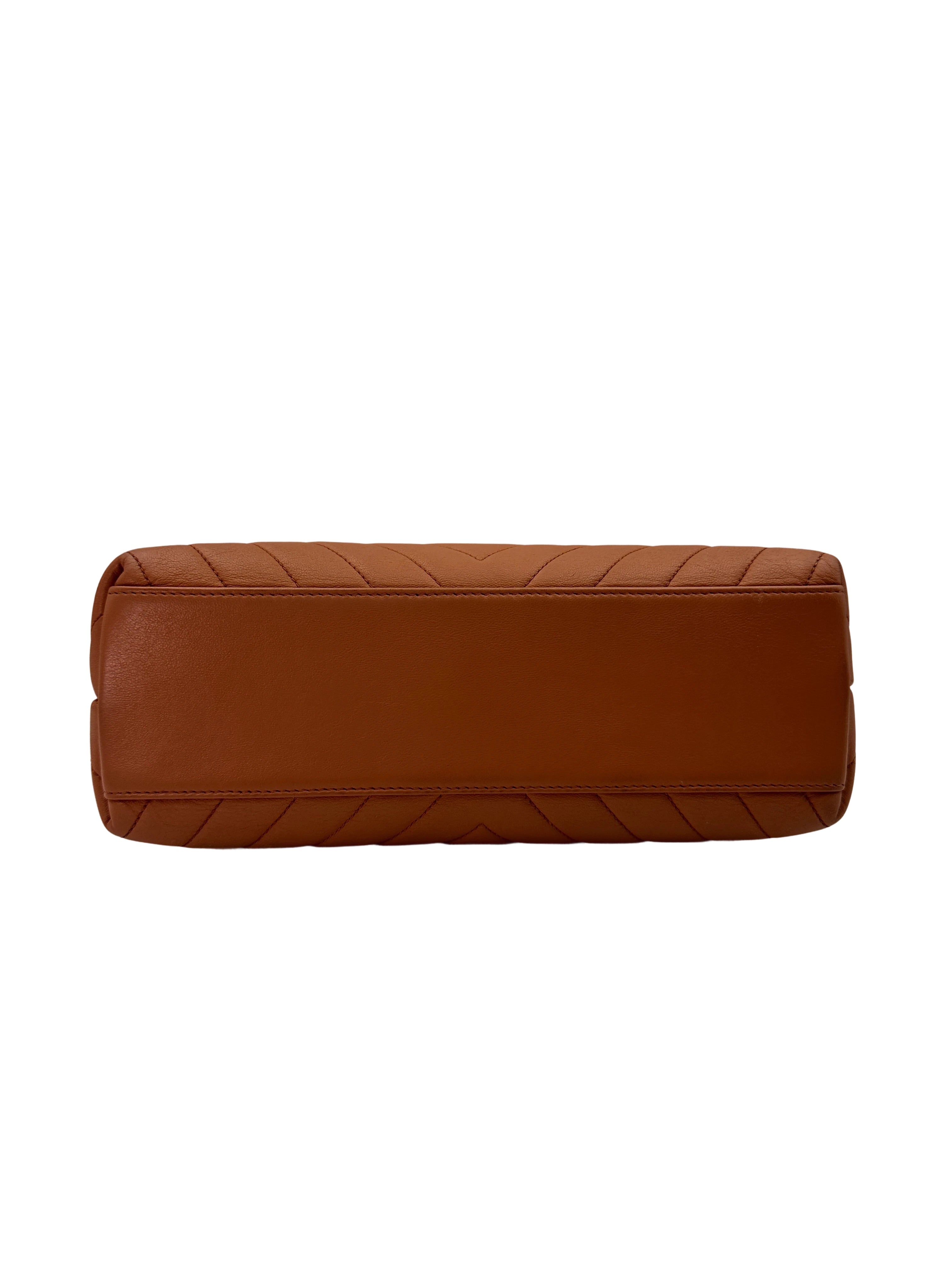 Chanel Brown Chevron Quilted Leather Shoulder Bag With Gold Hardware(24***87) IRIS135