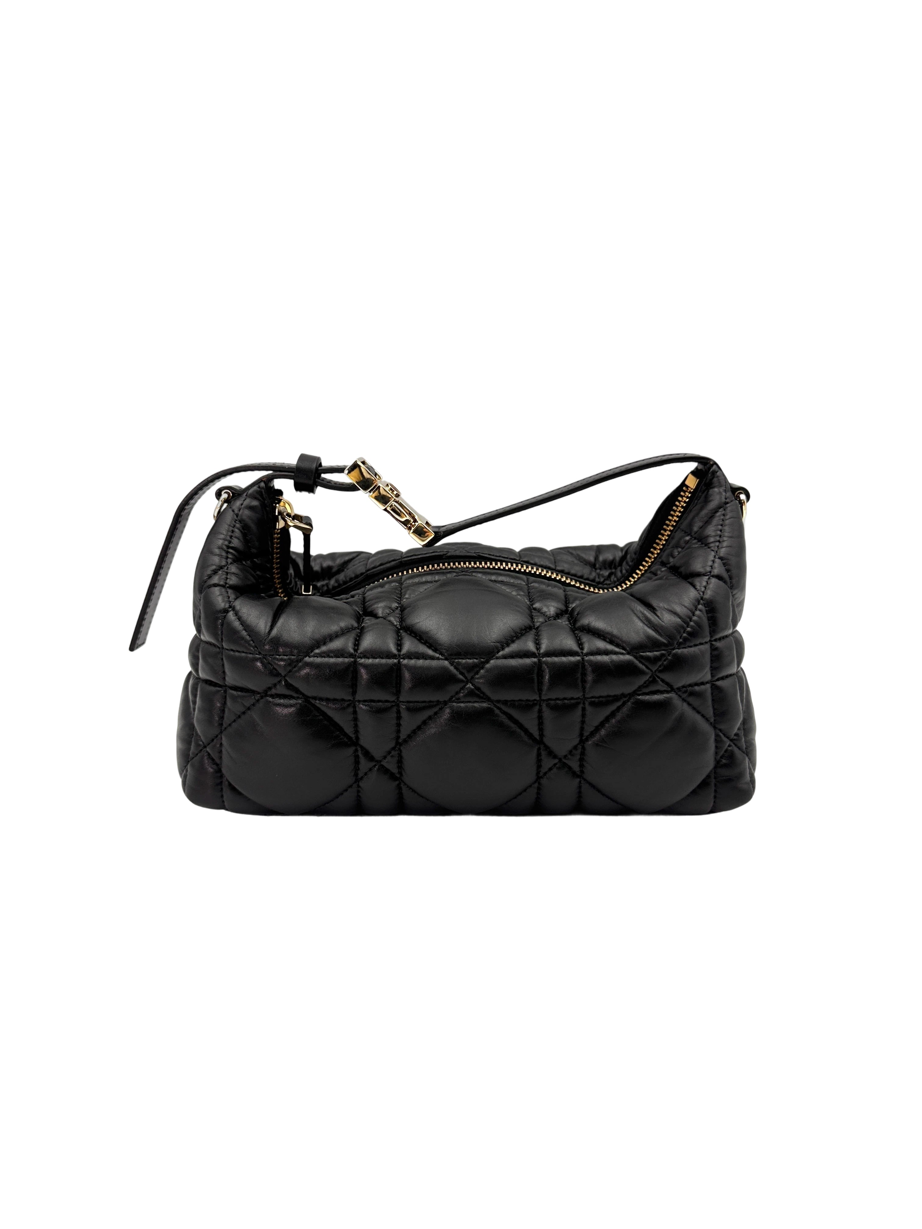 Christian Dior DiorTravel Nomad Pouch Black Macrocannage Calfskin Medium Size Bag DR649
