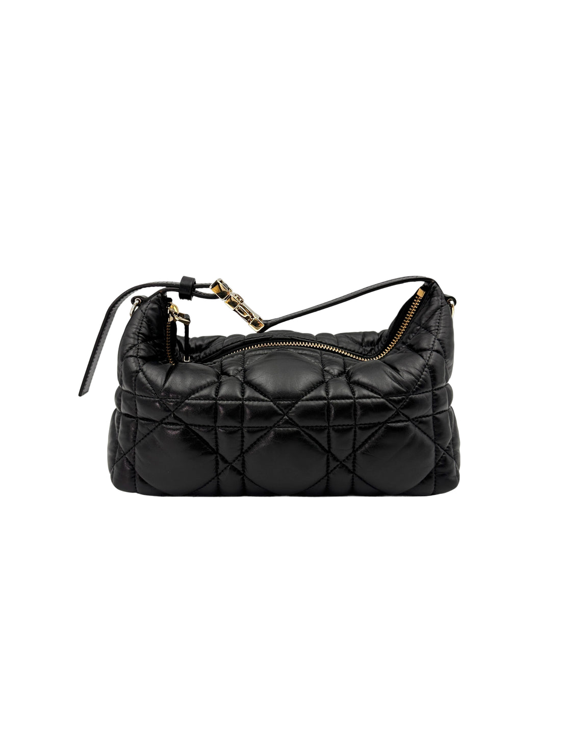 Christian Dior DiorTravel Nomad Pouch Black Macrocannage Calfskin Medium Size Bag DR649