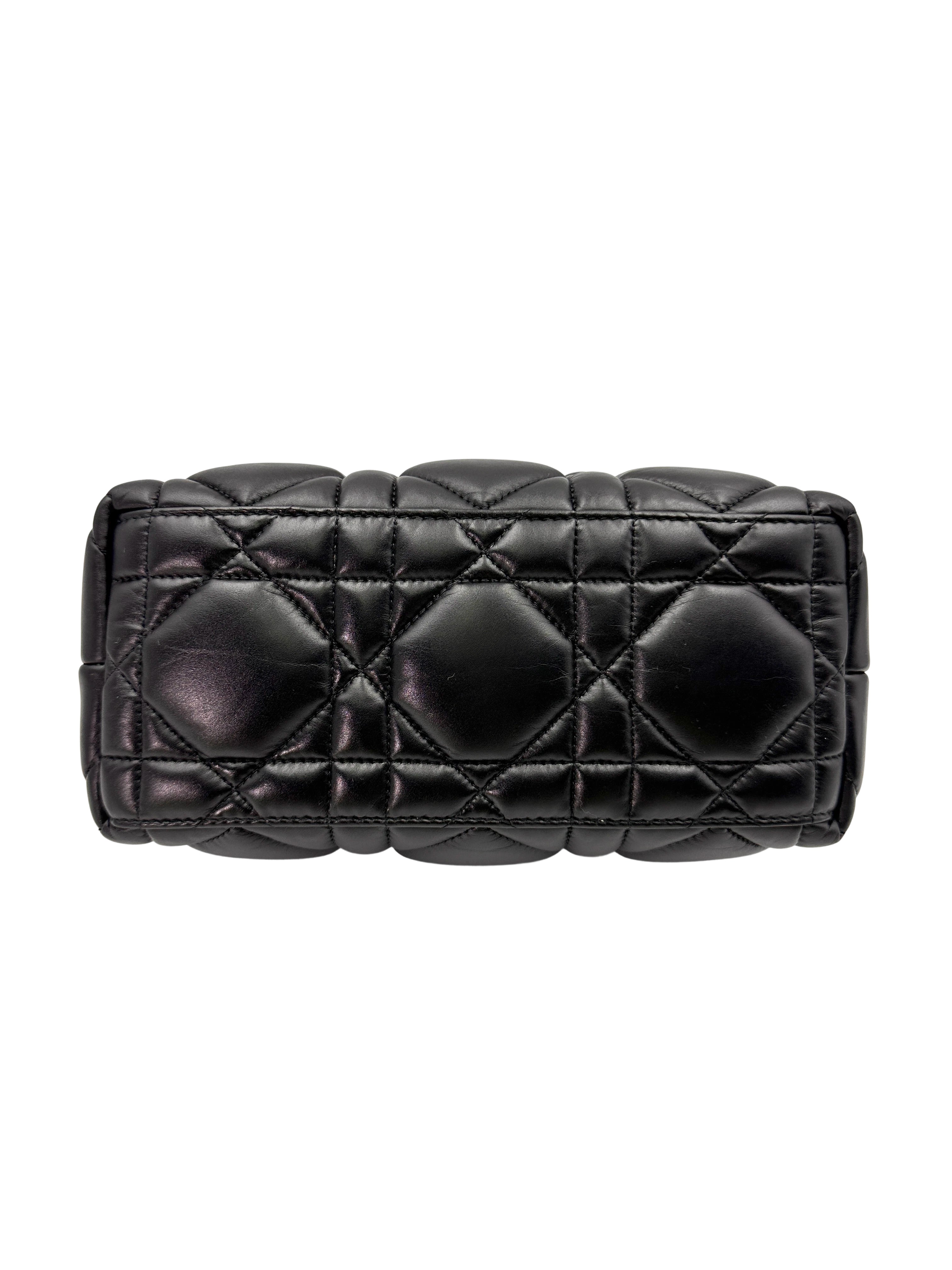 Christian Dior DiorTravel Nomad Pouch Black Macrocannage Calfskin Medium Size Bag DR649