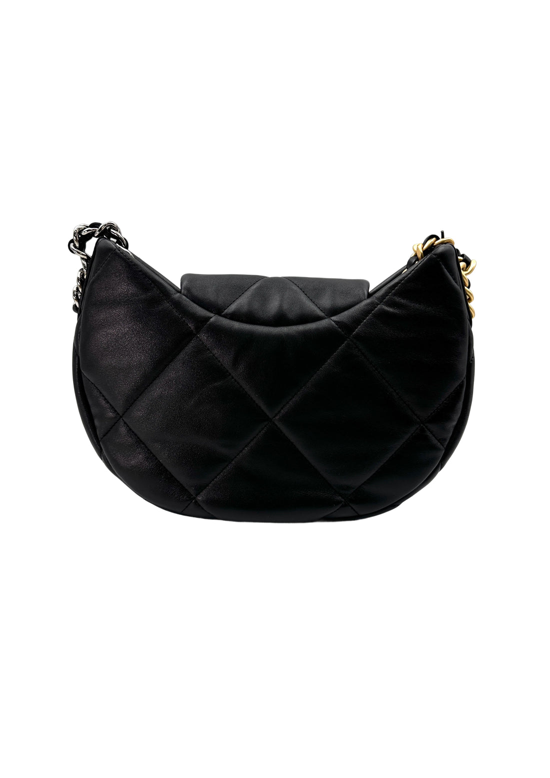 Chanel 24C 19 Black Quilted Hobo Flap Bag(P3***HJ) IRIS137