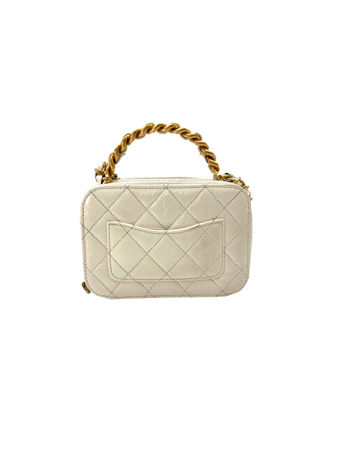 Chanel White Quilted Leather Top Handle Vanity Case With Gold Hardware(30***32) CC1699