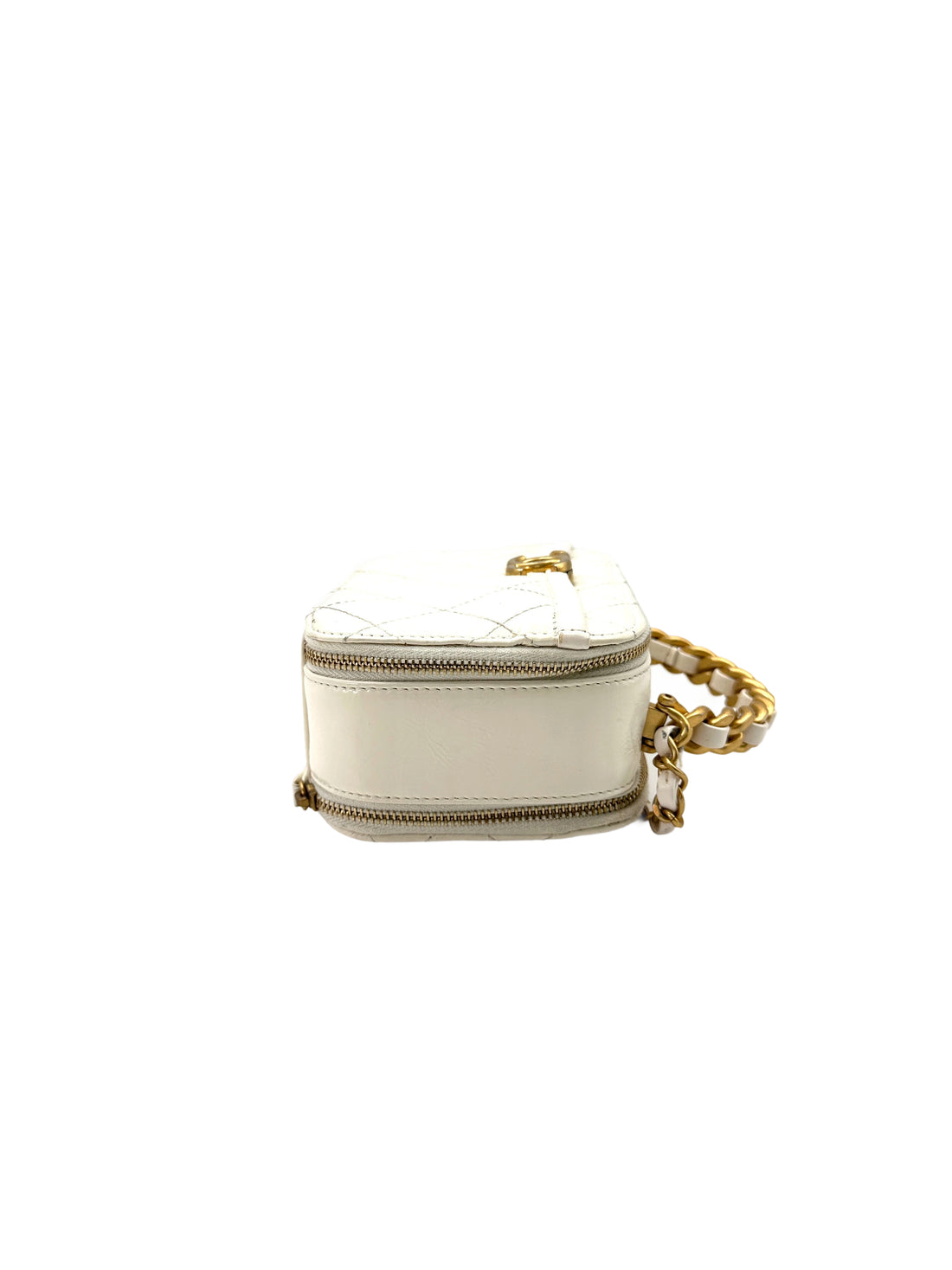 Chanel White Quilted Leather Top Handle Vanity Case With Gold Hardware(30***32) CC1699
