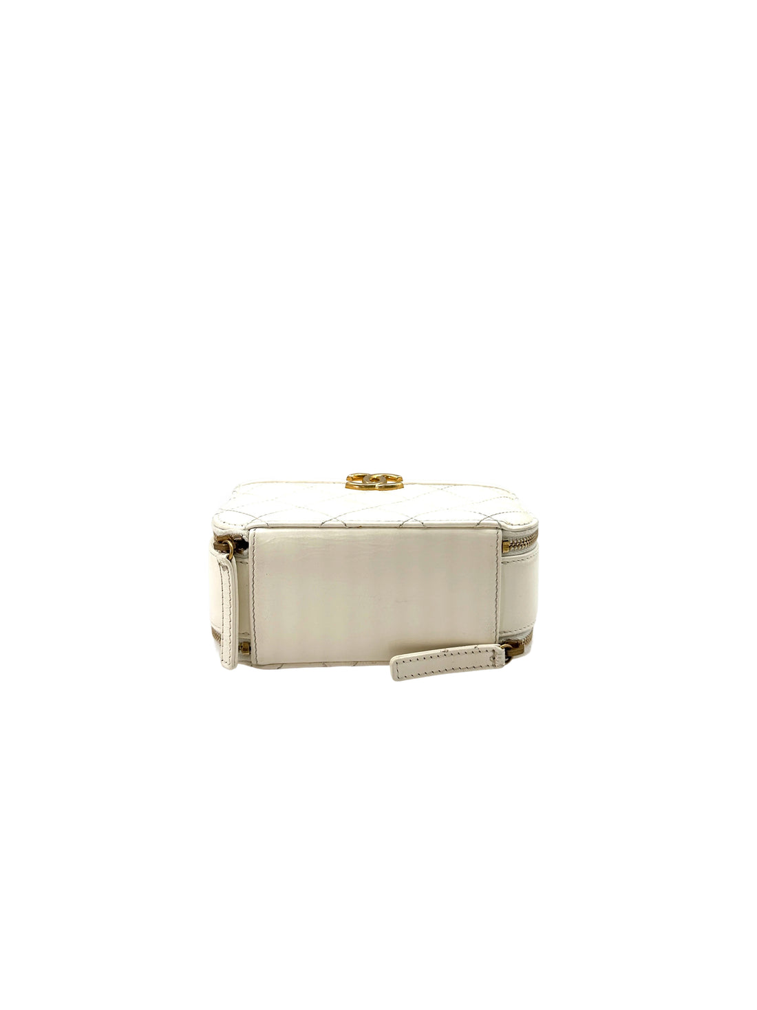 Chanel White Quilted Leather Top Handle Vanity Case With Gold Hardware(30***32) CC1699