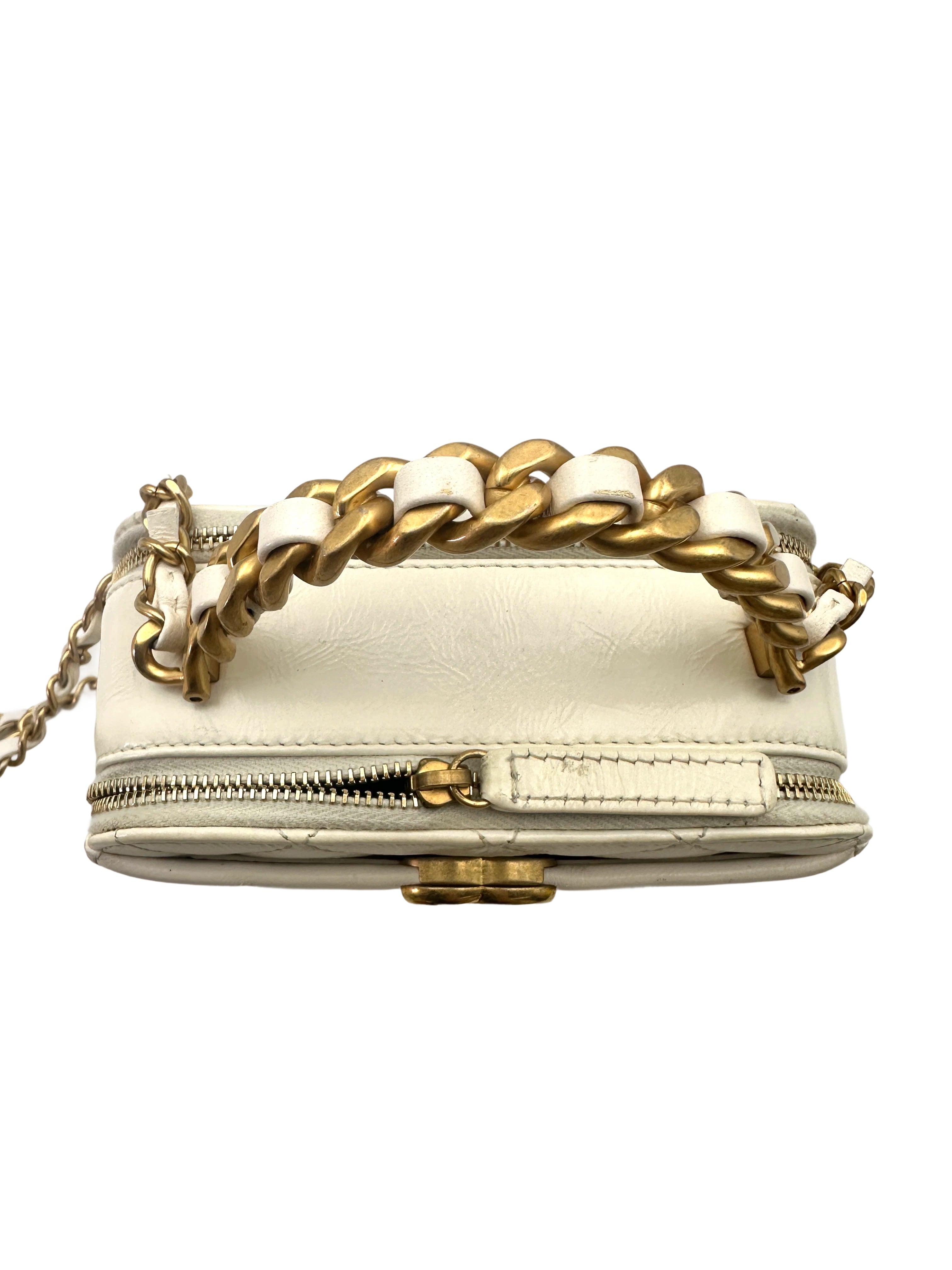 Chanel White Quilted Leather Top Handle Vanity Case With Gold Hardware(30***32) CC1699