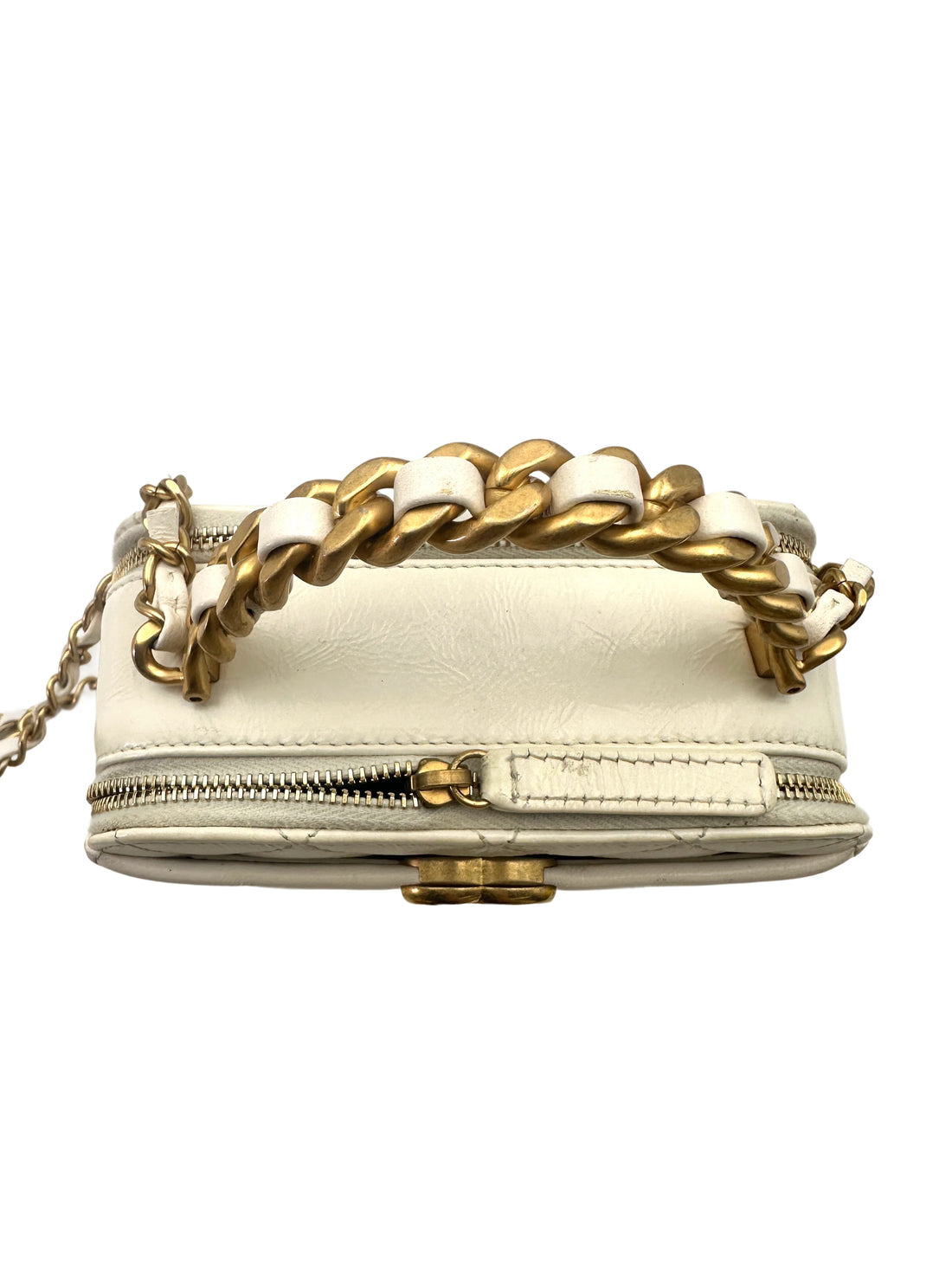 Chanel White Quilted Leather Top Handle Vanity Case With Gold Hardware(30***32) CC1699