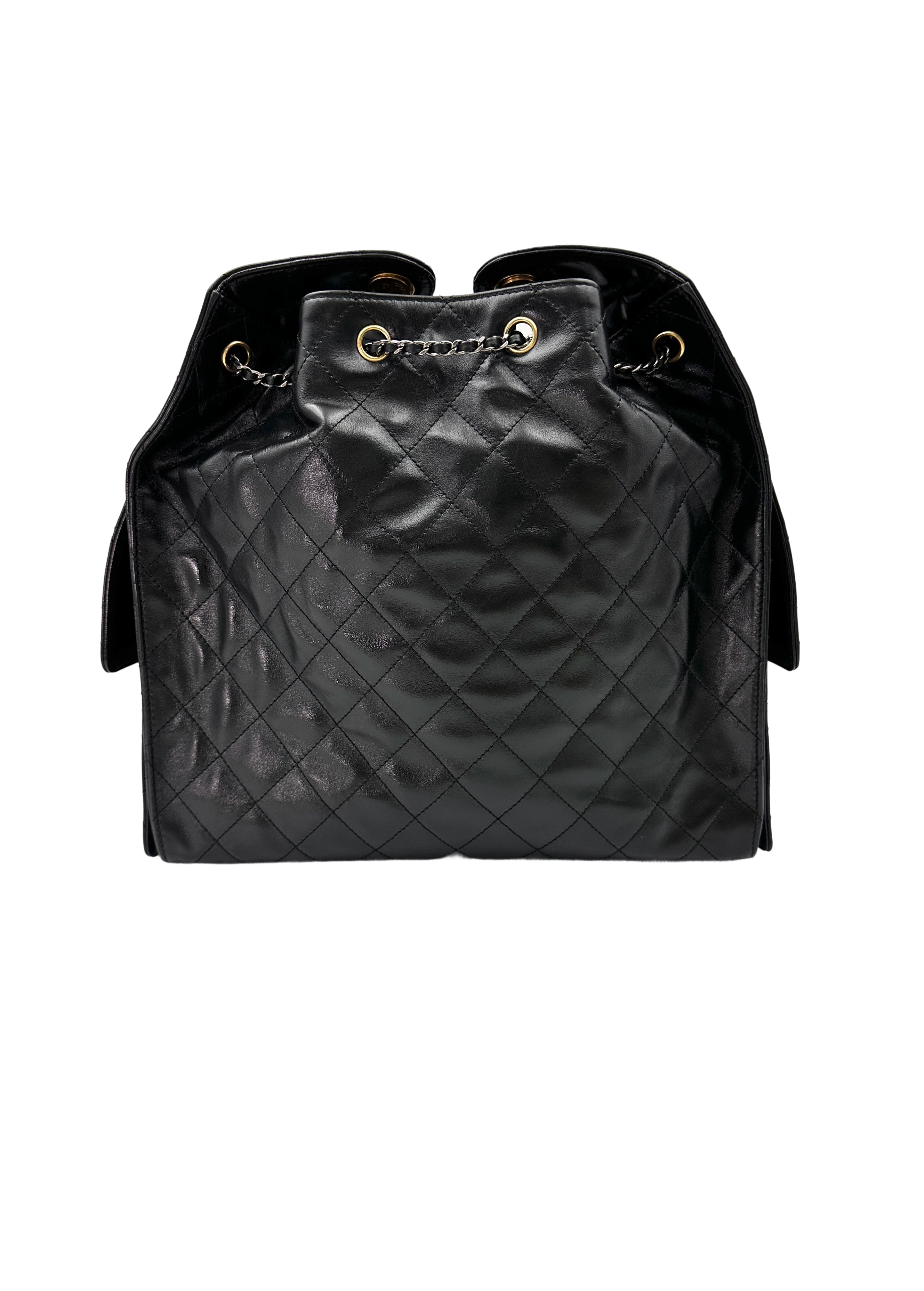 Chanel 25 Black Quilted Leather Medium Size Hobo Bag With Gold Hardware(T3***41) CC1700