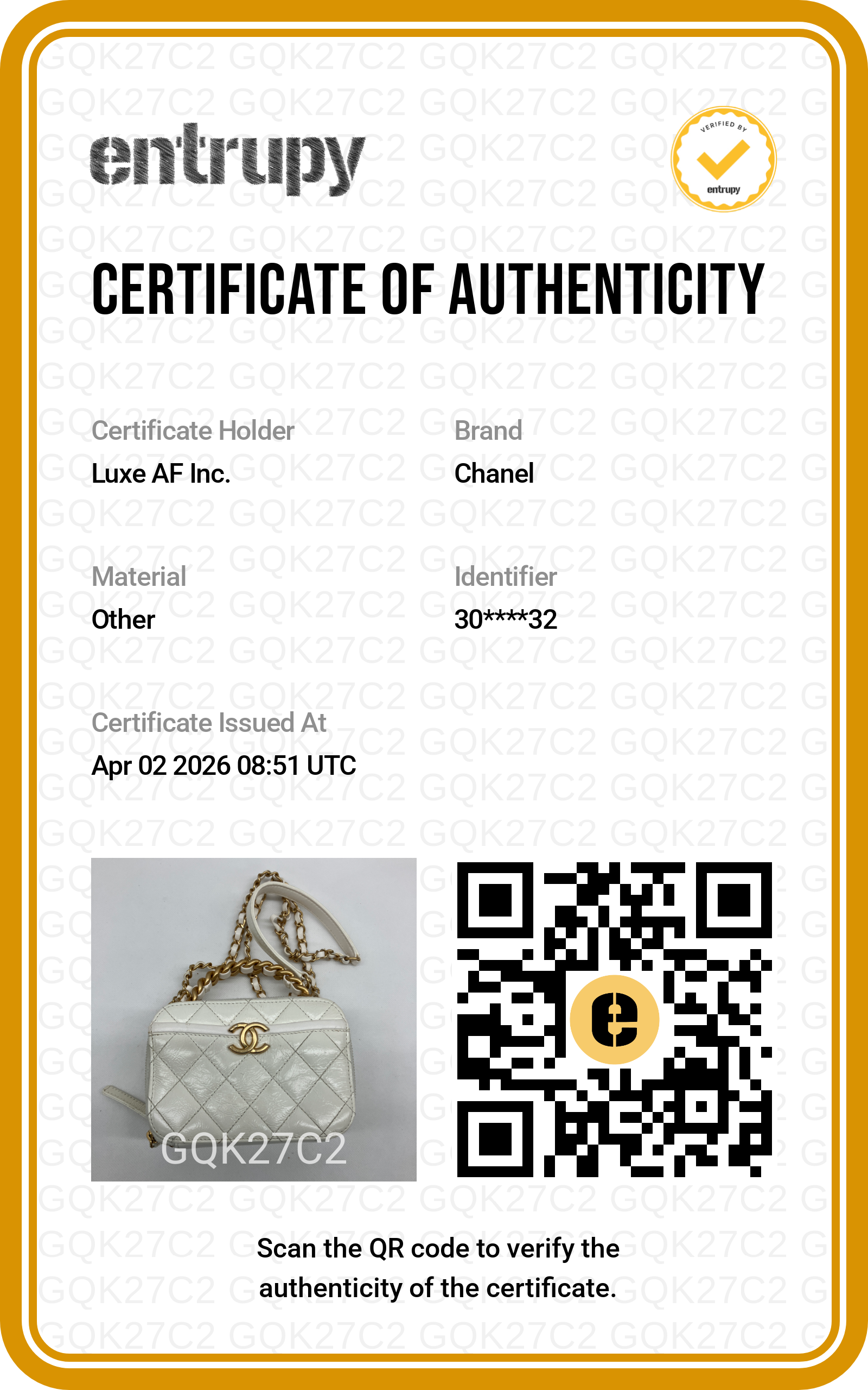 Chanel White Quilted Leather Top Handle Vanity Case With Gold Hardware(30***32) CC1699