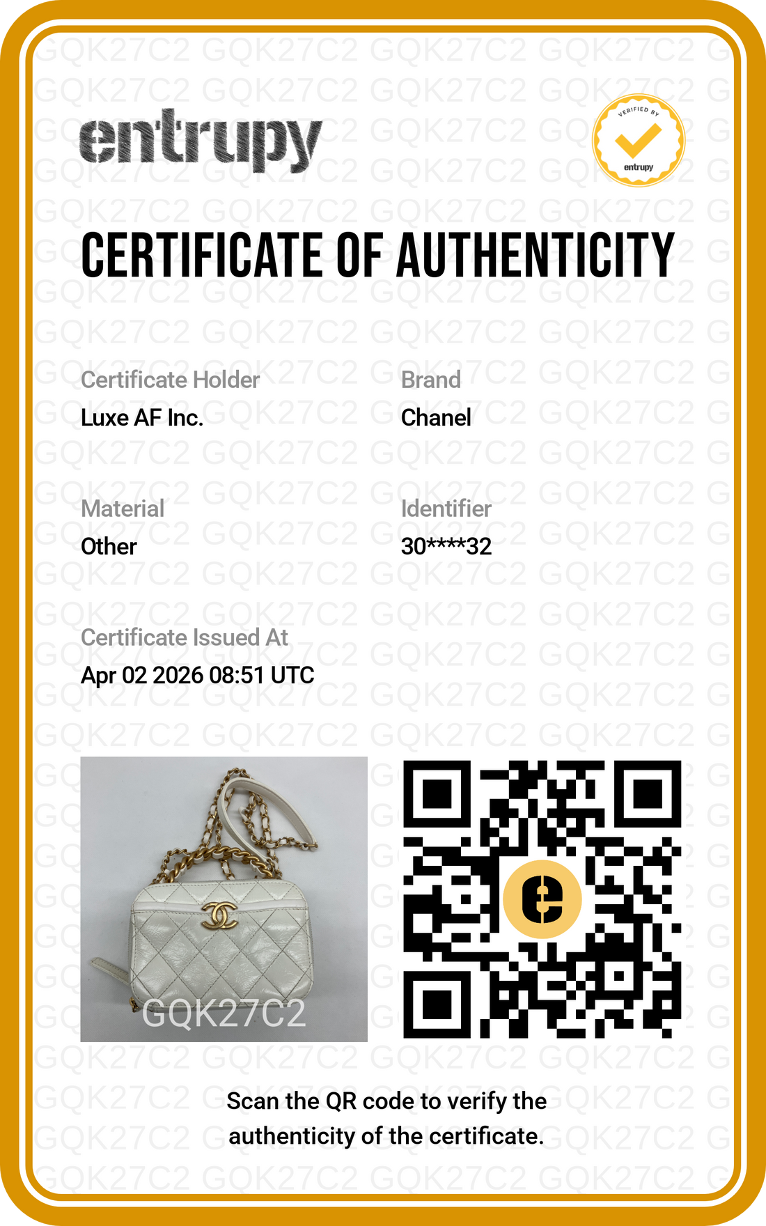 Chanel White Quilted Leather Top Handle Vanity Case With Gold Hardware(30***32) CC1699