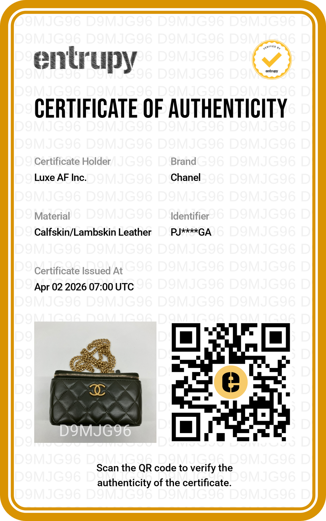 Chanel Green Quilted Leather Vanity Case With Gold Hardware(PJ***GA) IRIS133