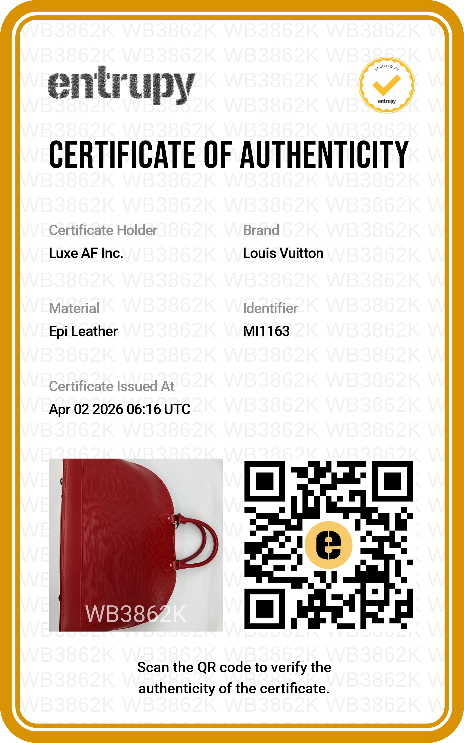 Louis Vuitton Alma Red Epi Leather Handle Bag LV2384