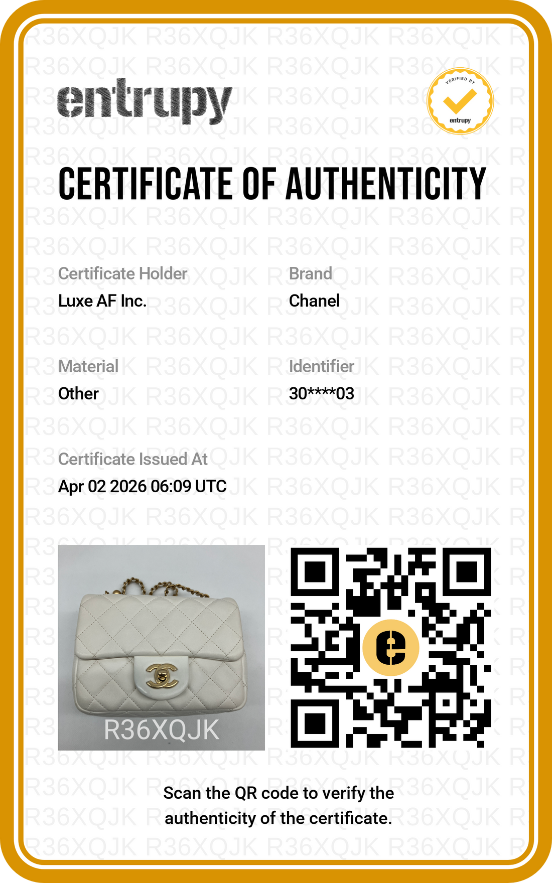 Chanel White Quilted Lambskin Pearl Crush Flap Bag(30***03) IRIS132