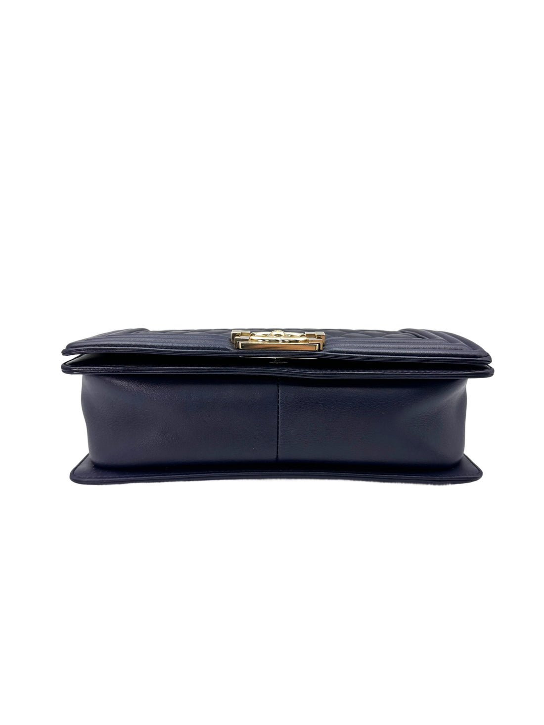 Chanel LeBoy Navy Quilted Leather Flap Bag With Gold Buckle(22***09) CC1702