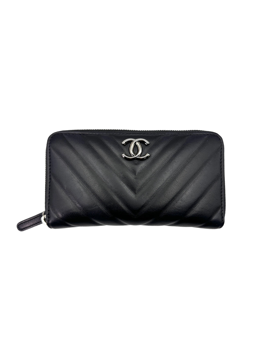 Chanel Black Chevron Quilted Leather Long Zipped Wallet(25***73) CC1708