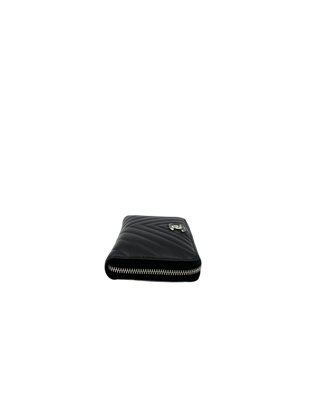 Chanel Black Chevron Quilted Leather Long Zipped Wallet(25***73) CC1708