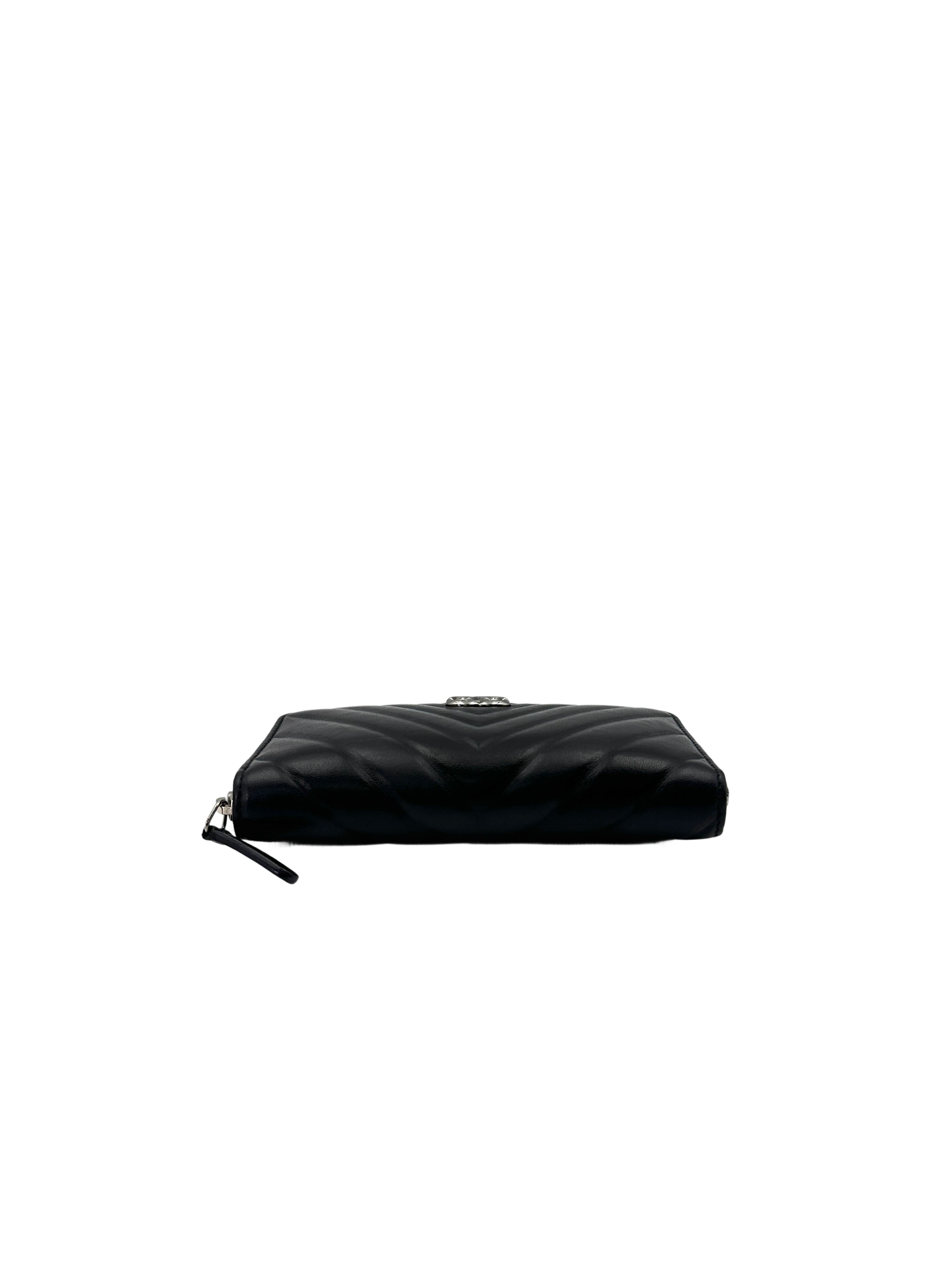 Chanel Black Chevron Quilted Leather Long Zipped Wallet(25***73) CC1708