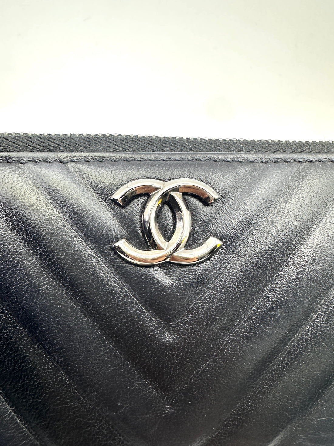 Chanel Black Chevron Quilted Leather Long Zipped Wallet(25***73) CC1708
