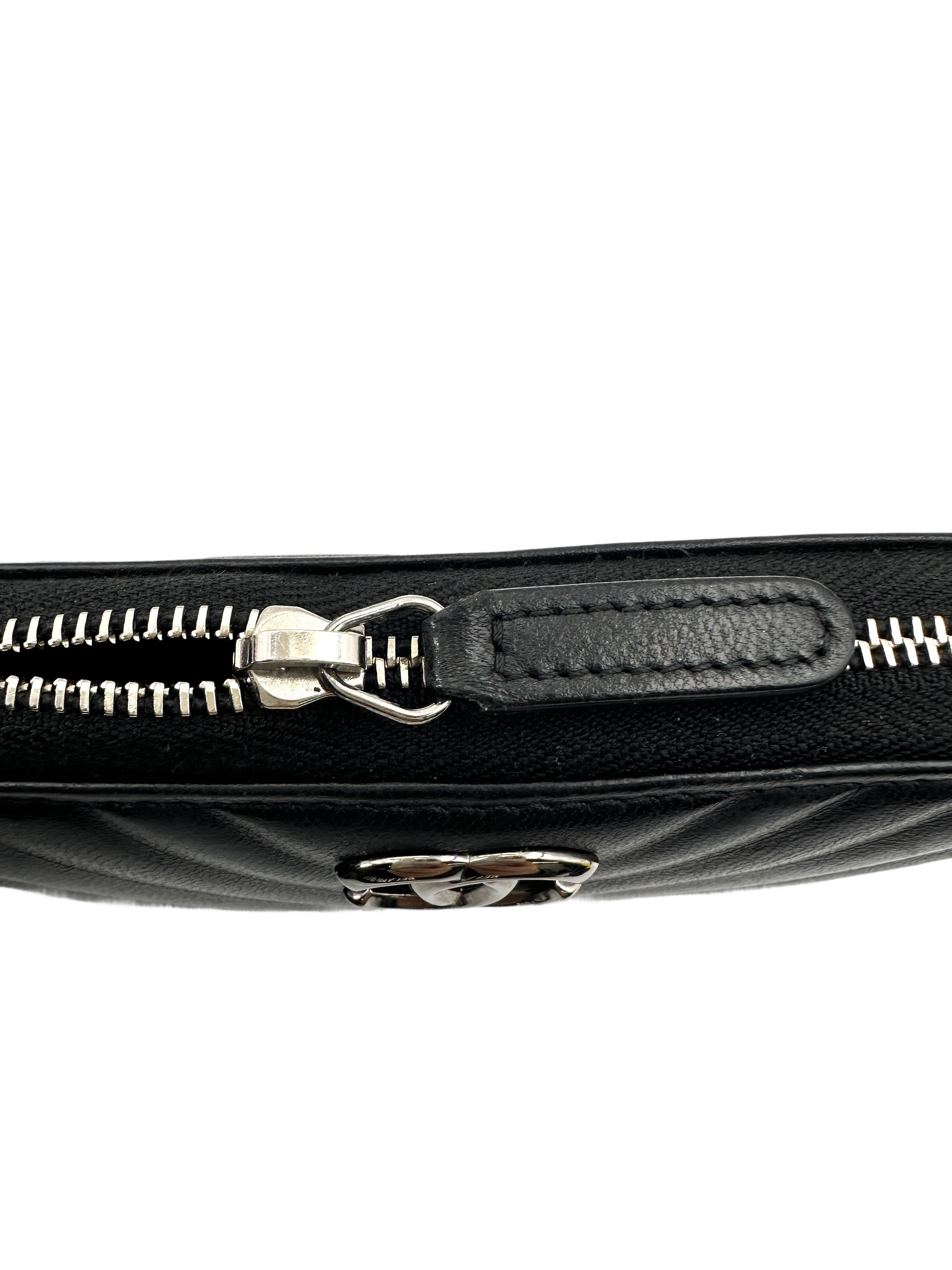 Chanel Black Chevron Quilted Leather Long Zipped Wallet(25***73) CC1708