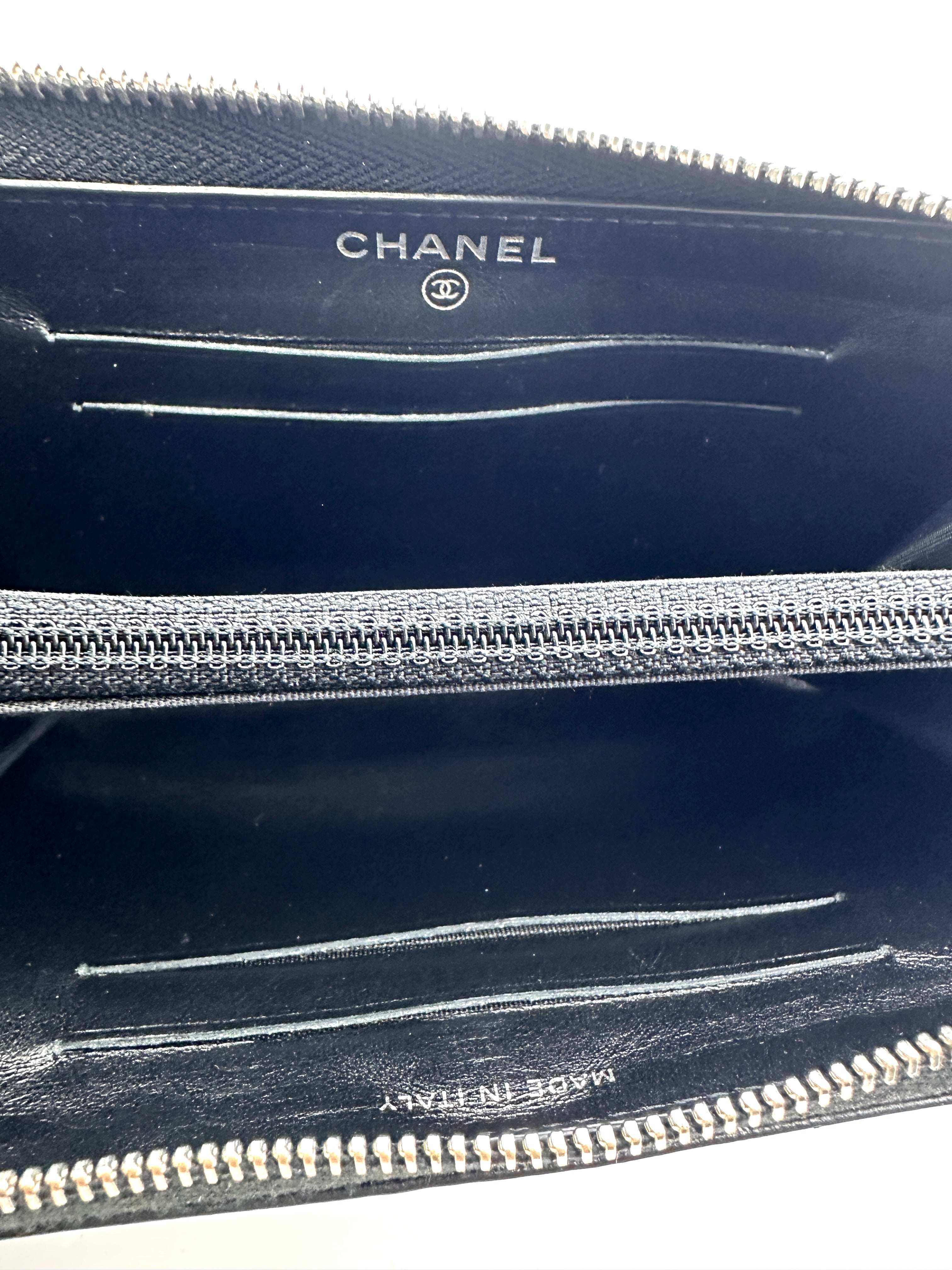 Chanel Black Chevron Quilted Leather Long Zipped Wallet(25***73) CC1708