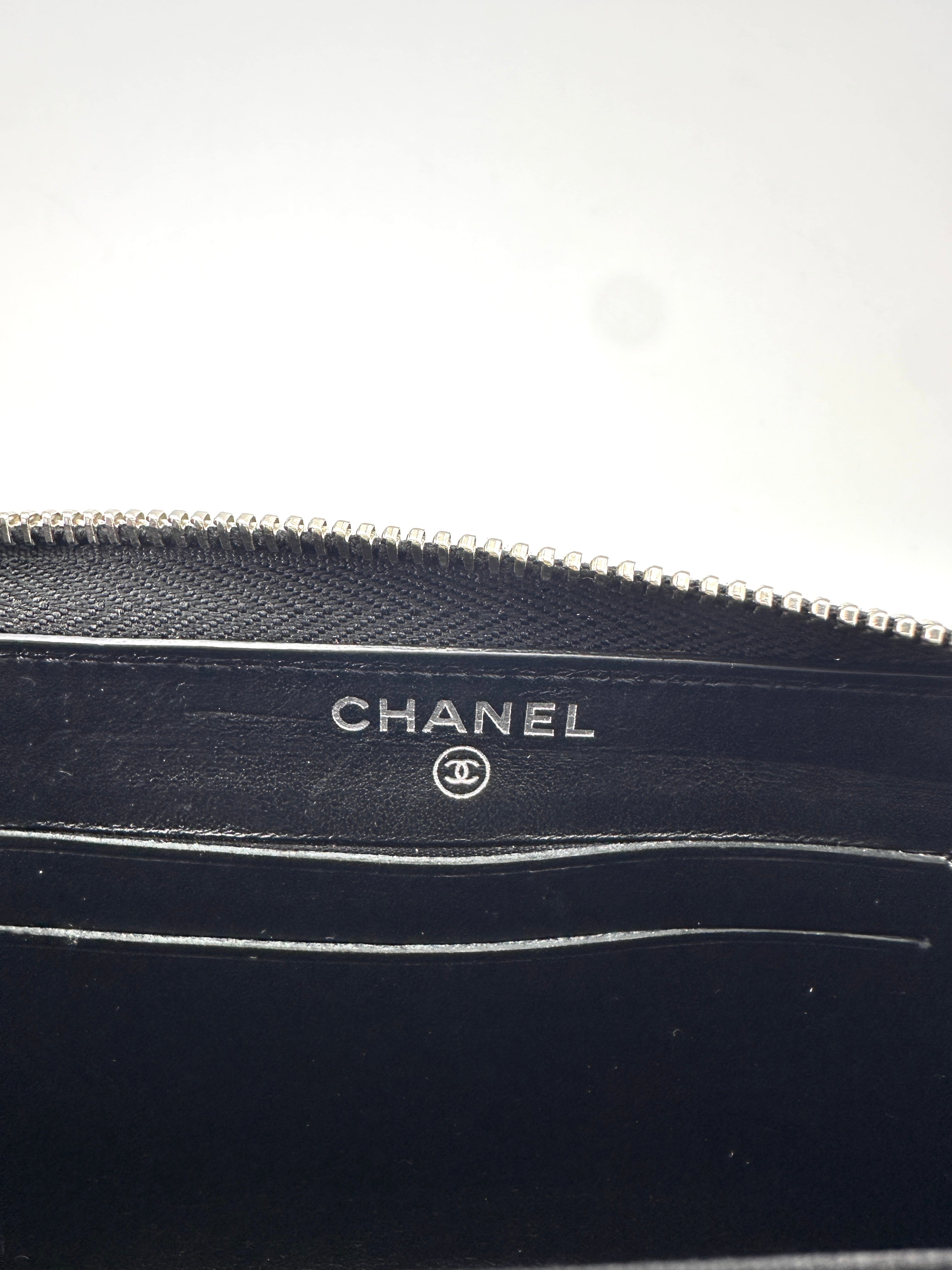 Chanel Black Chevron Quilted Leather Long Zipped Wallet(25***73) CC1708