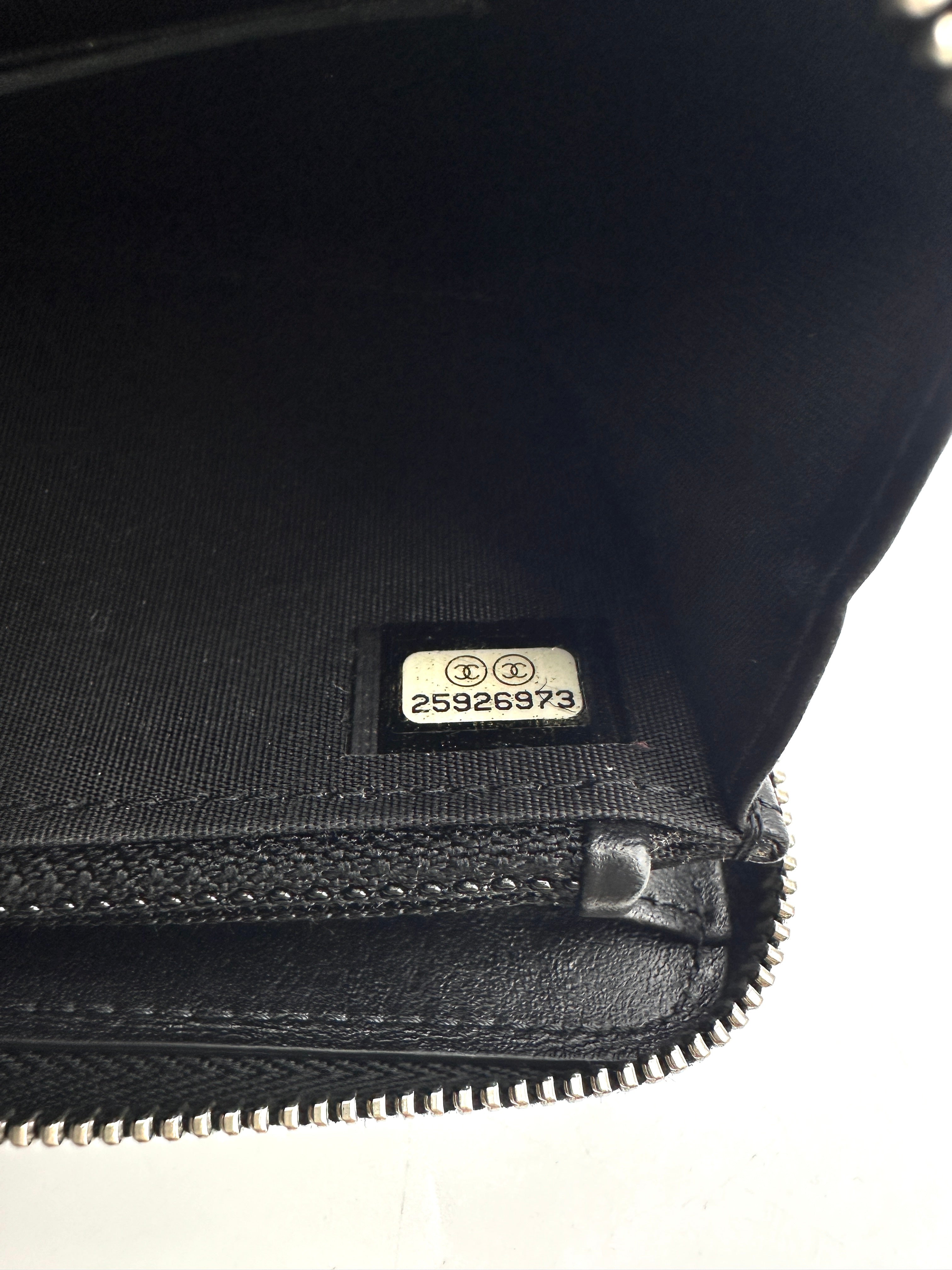 Chanel Black Chevron Quilted Leather Long Zipped Wallet(25***73) CC1708