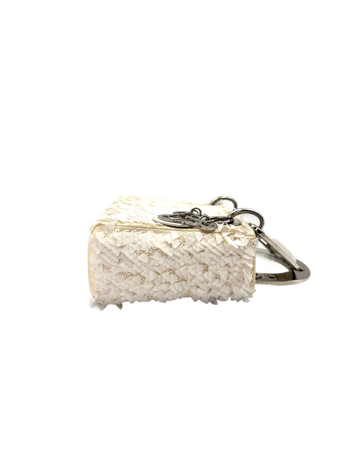 Christian Dior Lady Dior Transparent Drops White Leather Handle Bag With Silver Charms IRIS123