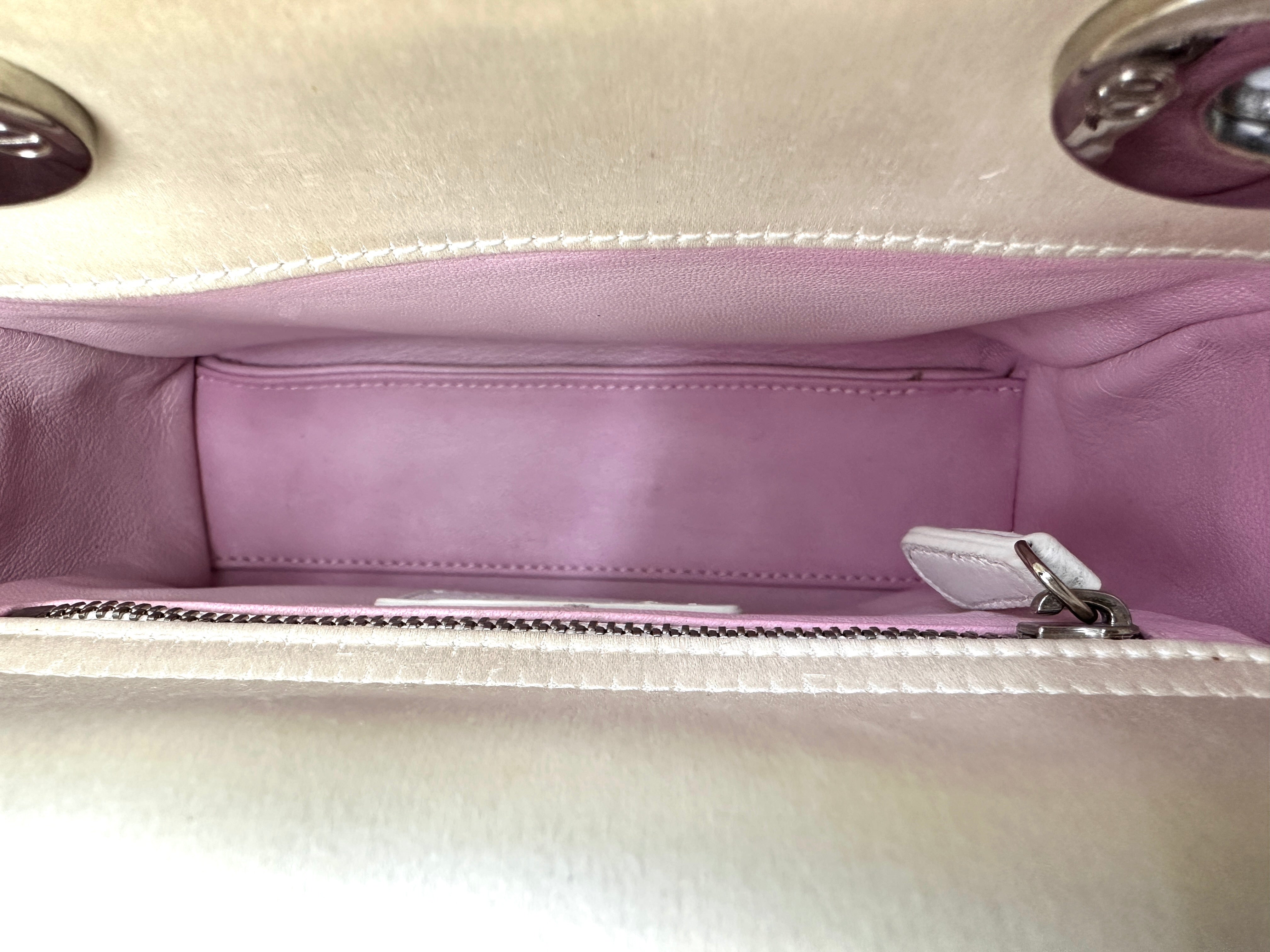 Christian Dior Lady Dior Transparent Drops White Leather Handle Bag With Silver Charms IRIS123