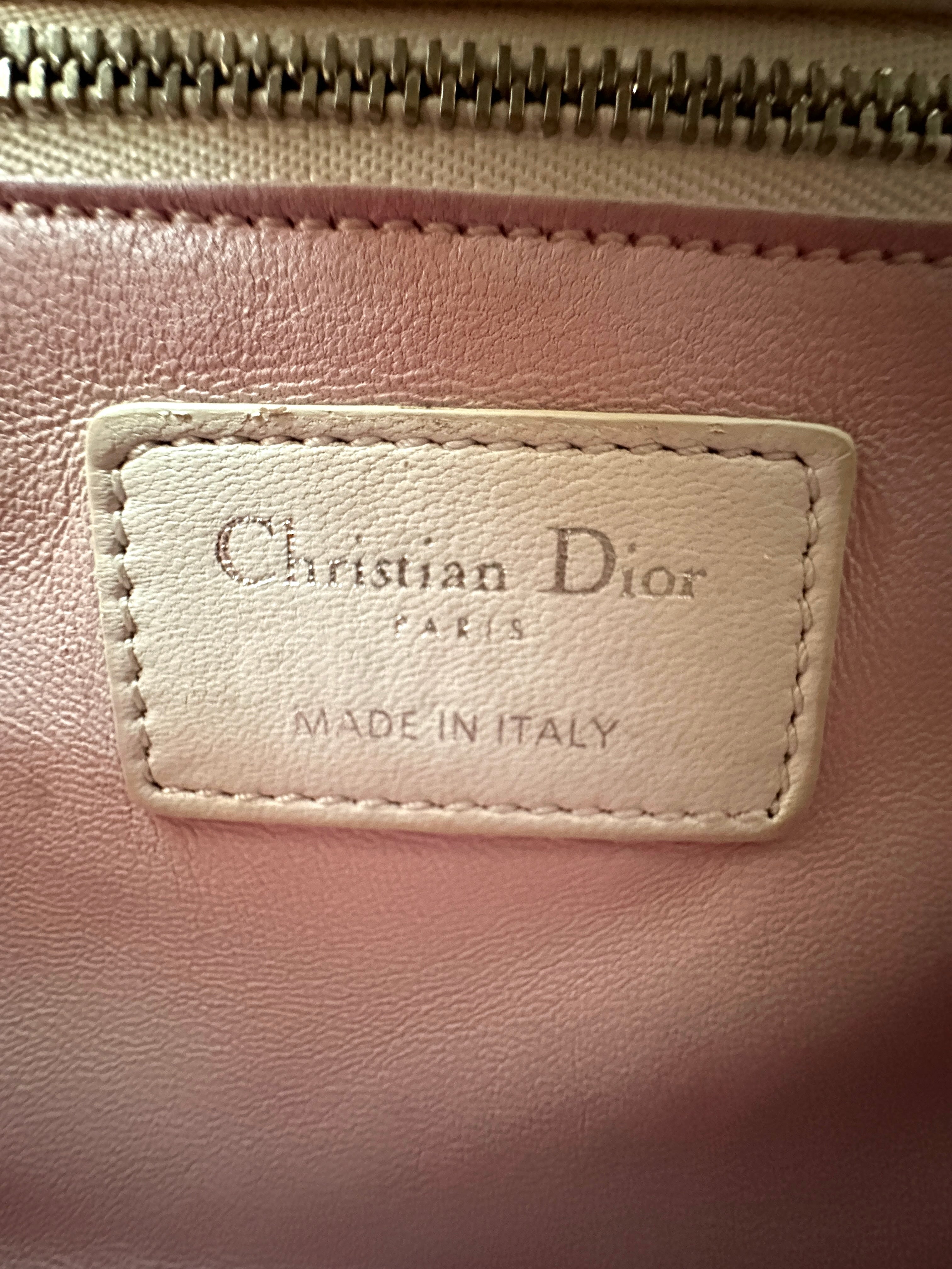 Christian Dior Lady Dior Transparent Drops White Leather Handle Bag With Silver Charms IRIS123
