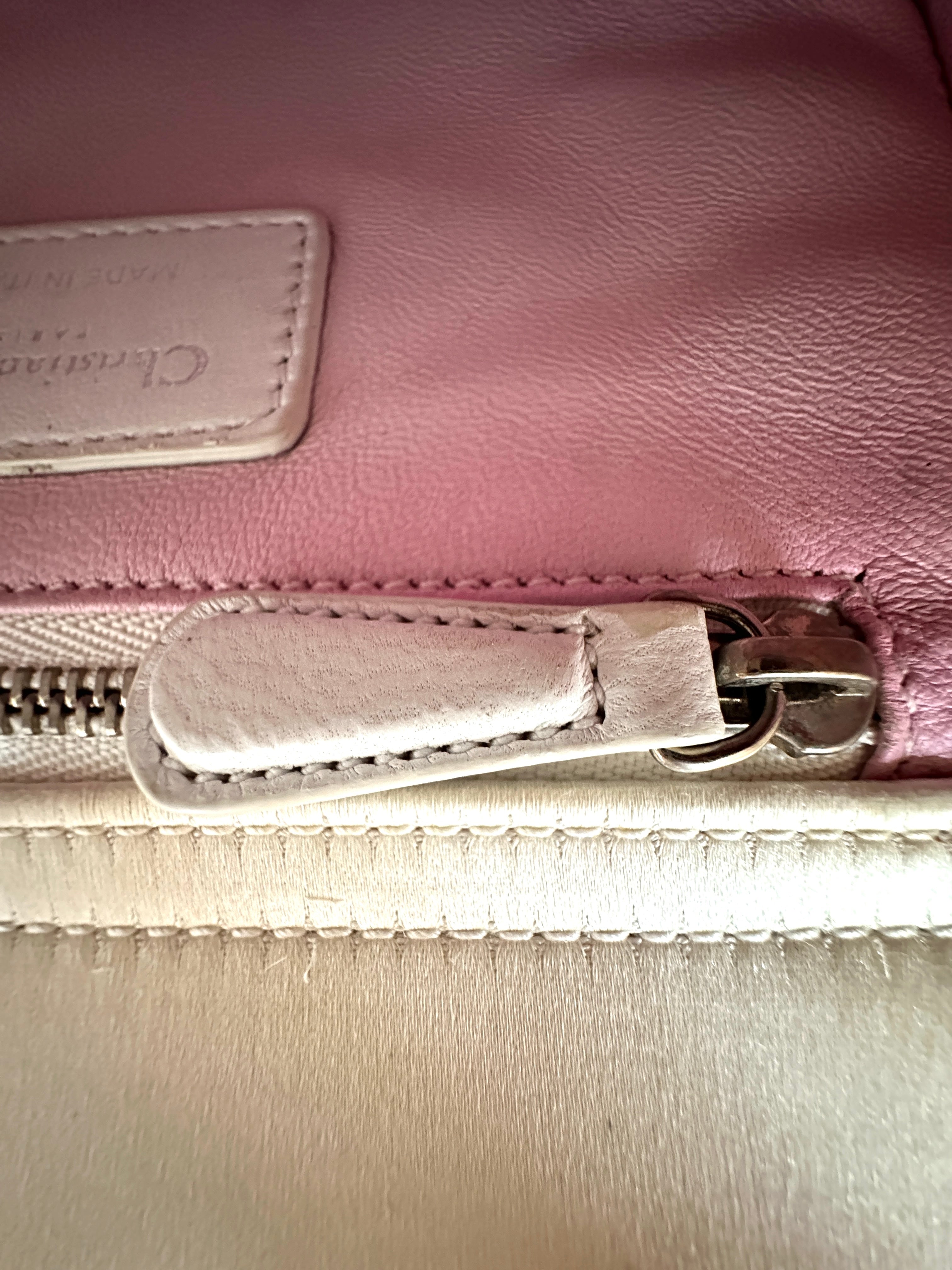 Christian Dior Lady Dior Transparent Drops White Leather Handle Bag With Silver Charms IRIS123