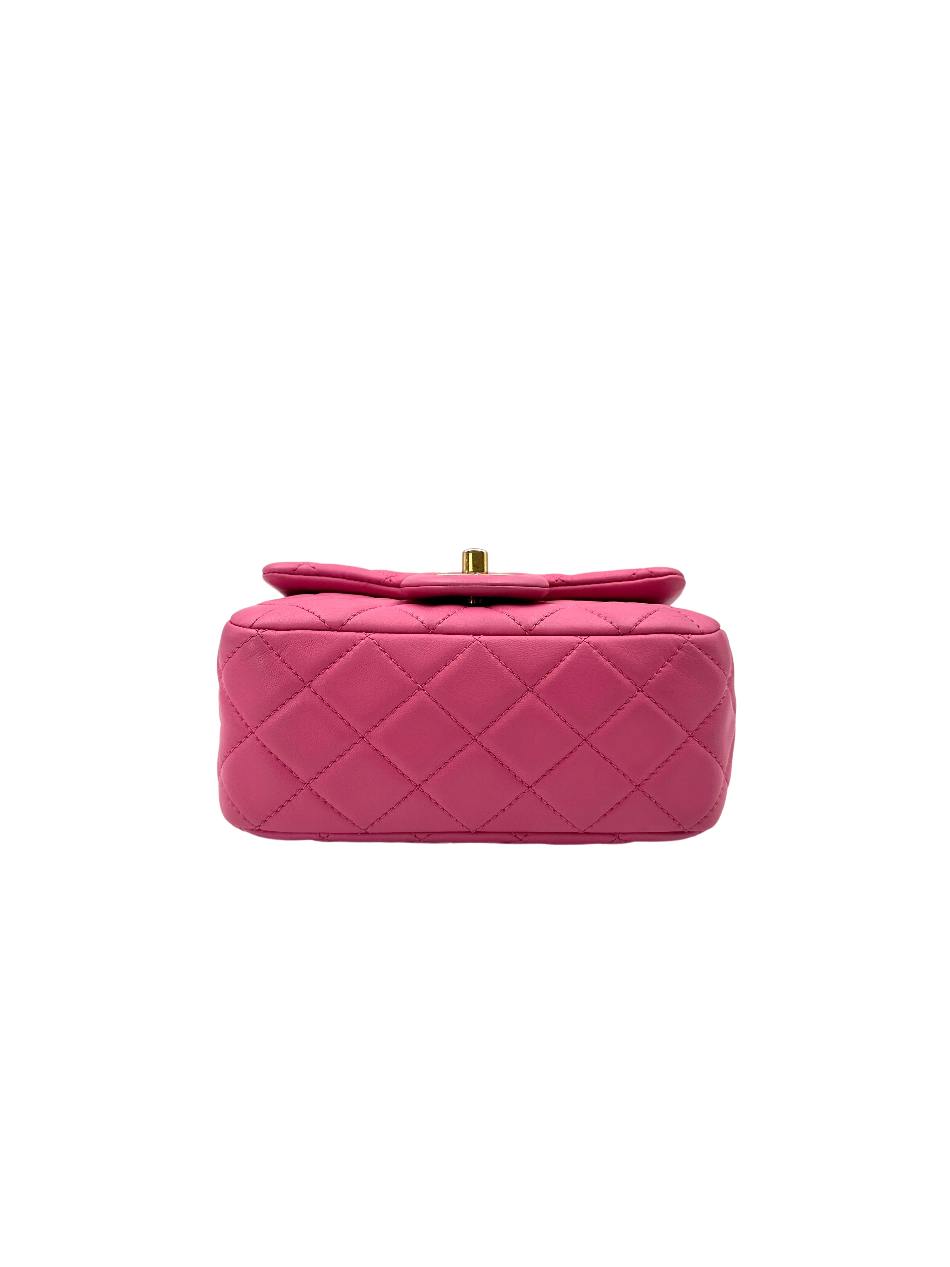 Chanel Pink Quilted Lambskin Mini Square Flap Bag With Gold Hardware(29***76) CC1701