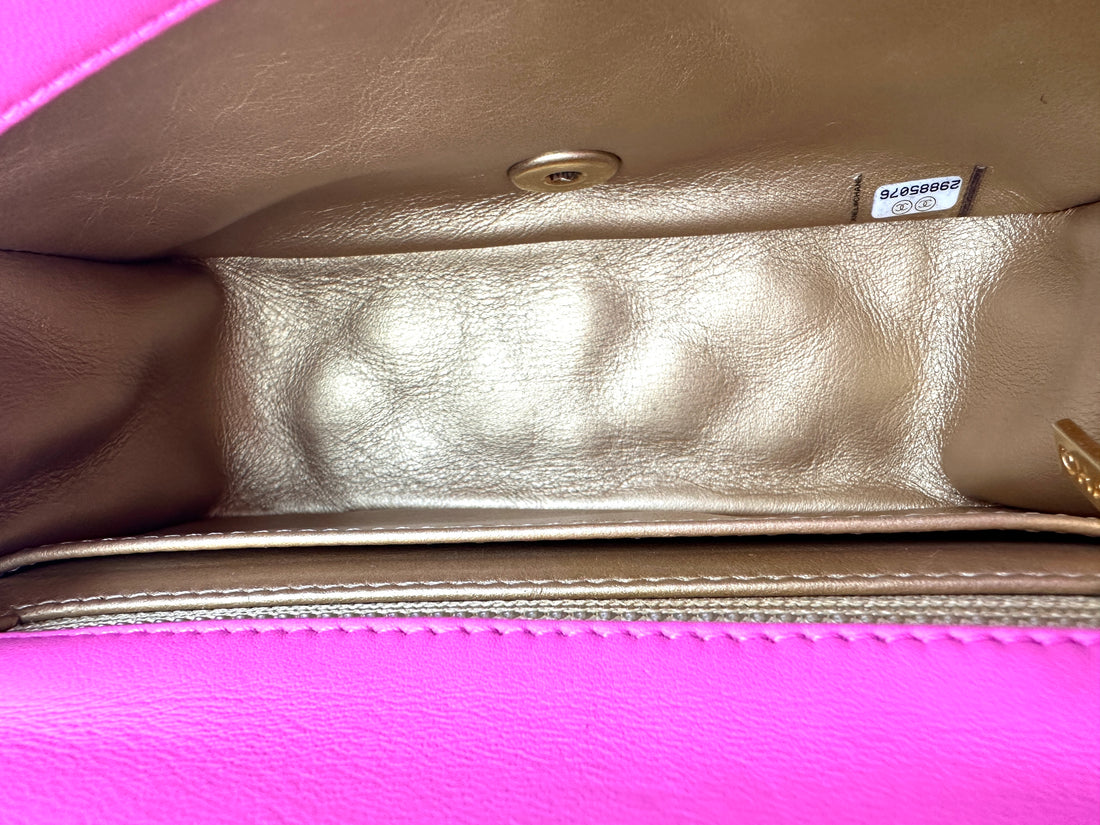 Chanel Pink Quilted Lambskin Mini Square Flap Bag With Gold Hardware(29***76) CC1701